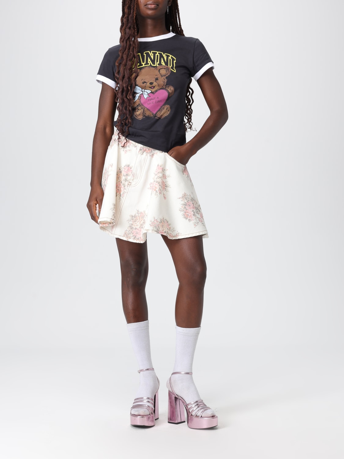 GANNI T-SHIRT: T-shirt femme Ganni, Gris - Img 2