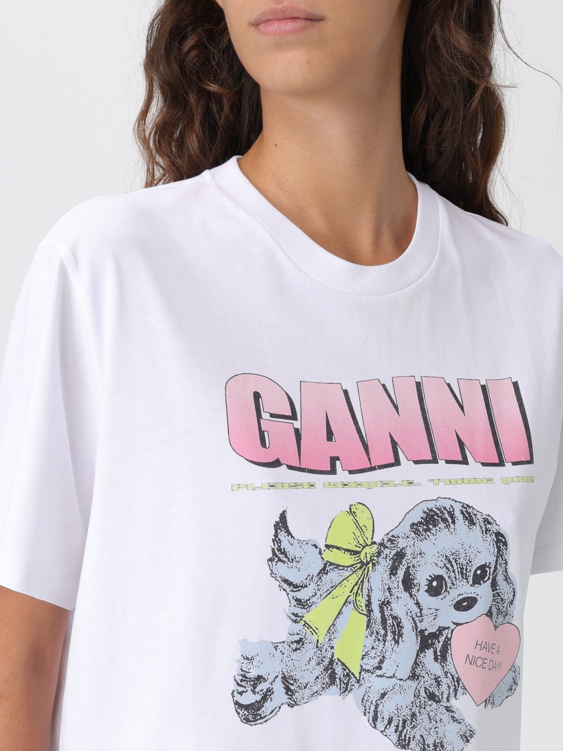 GANNI T-SHIRT: T-shirt woman Ganni, White - Img 4