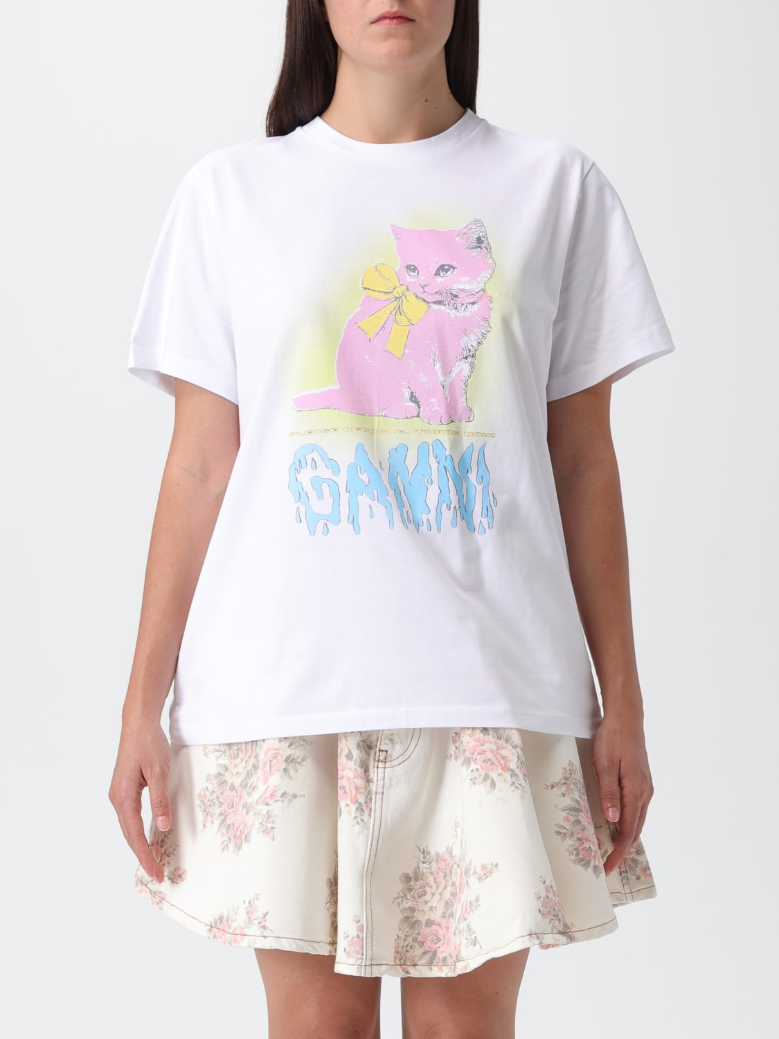 GANNI T-SHIRT: T-shirt woman Ganni, White - Img 1