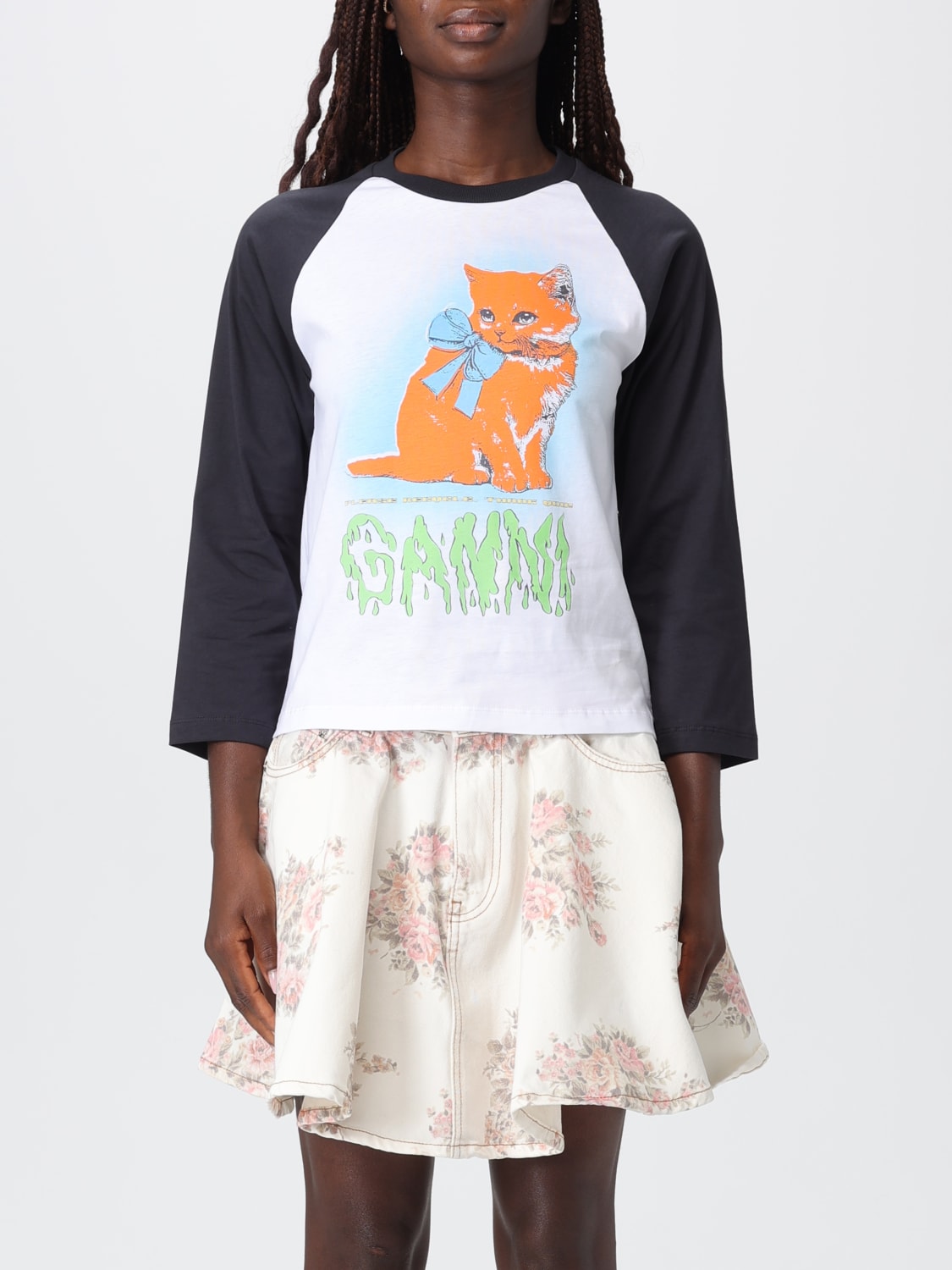 GANNI T-SHIRT: T-shirt woman Ganni, White - Img 1