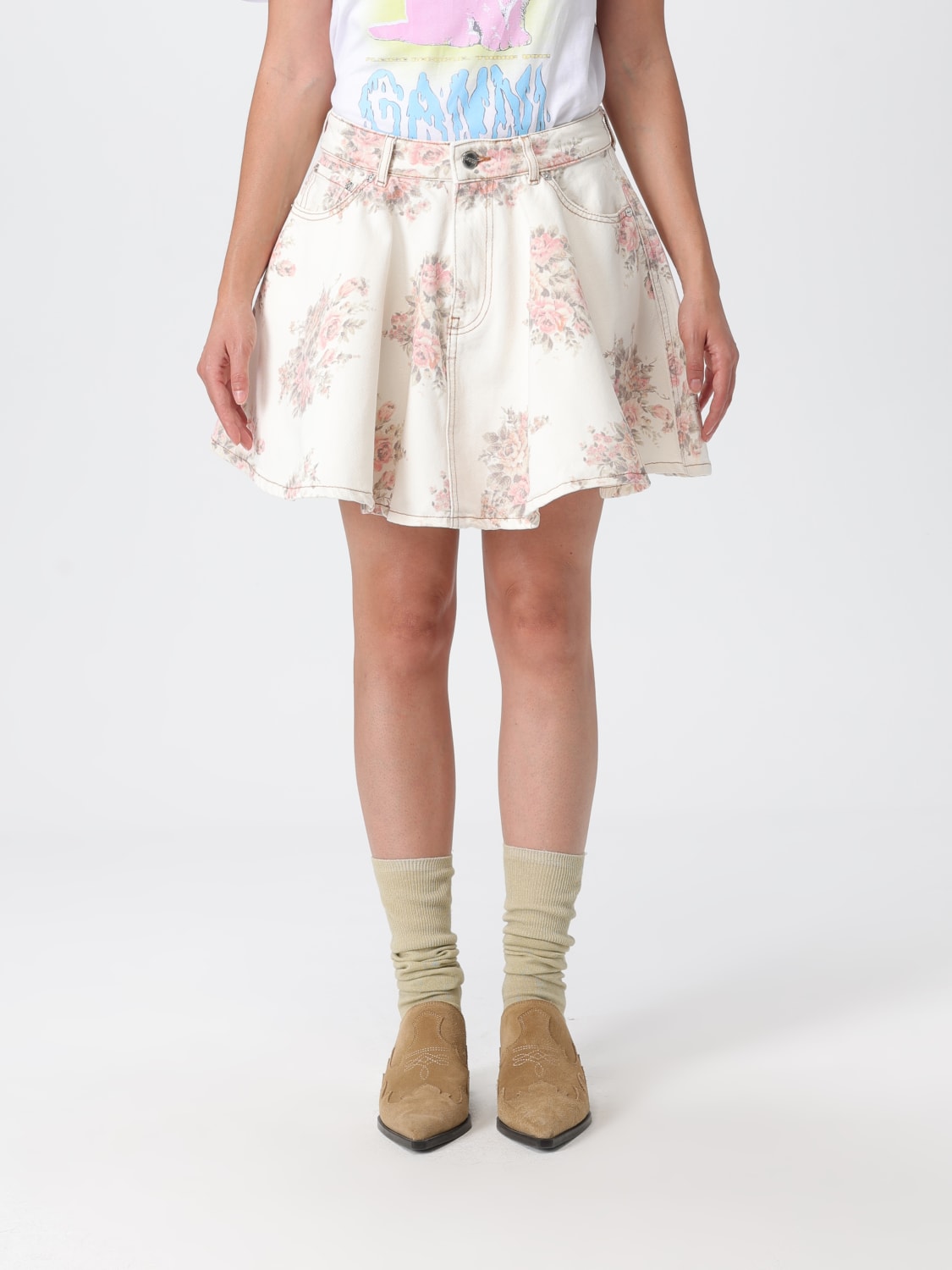 GANNI SKIRT: Skirt woman Ganni, Grey - Img 1