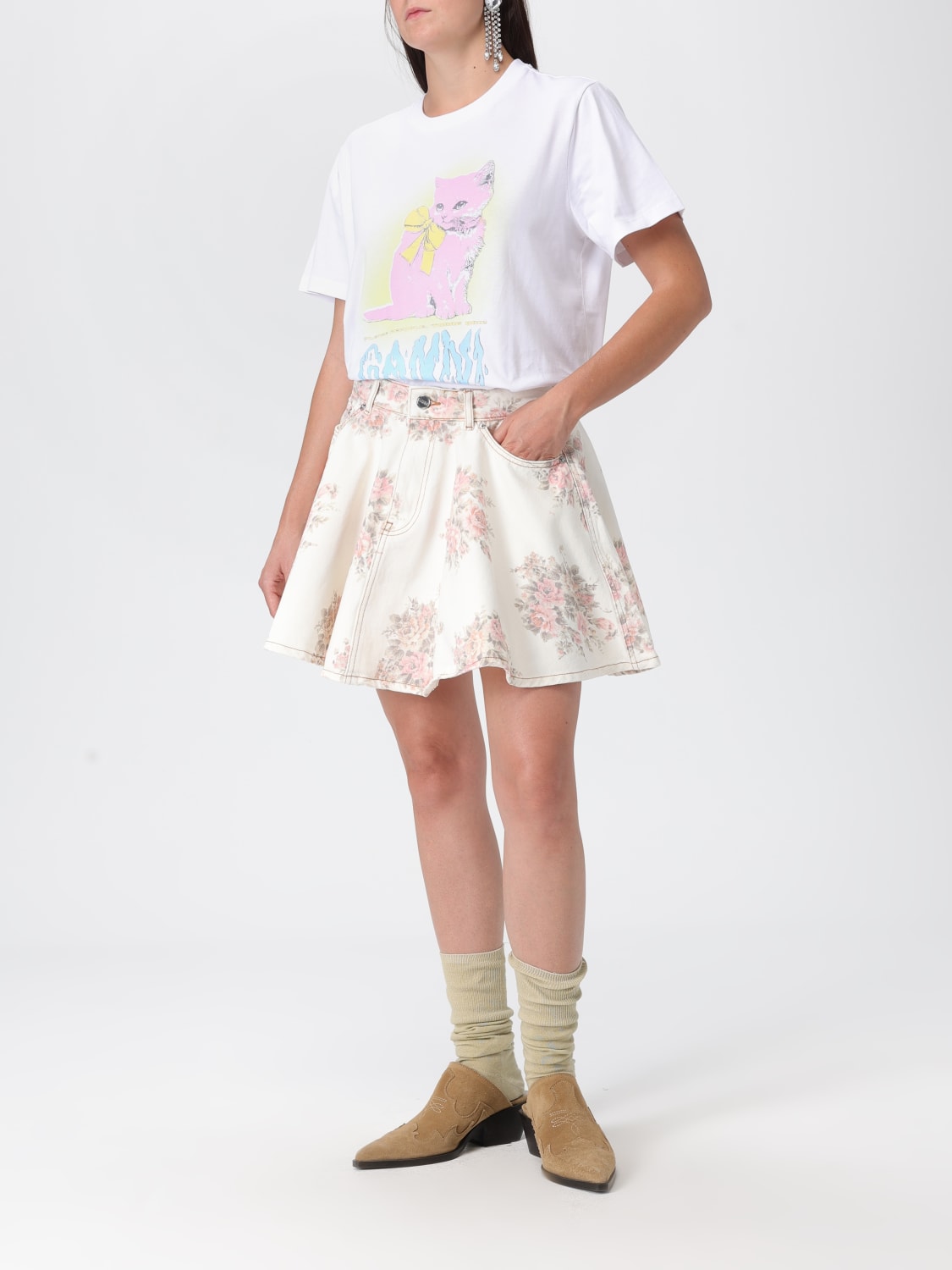 GANNI SKIRT: Skirt woman Ganni, Grey - Img 2