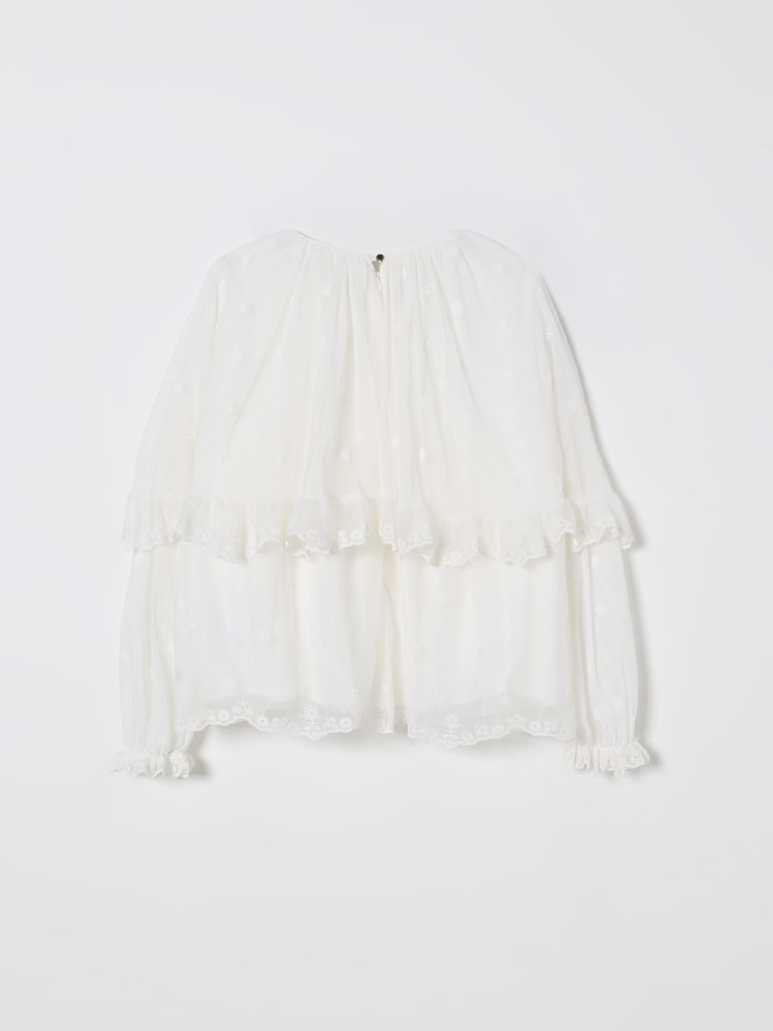 CHLOÉ TOP: Blusa in tulle ricamato Chloé, Bianco - Img 2