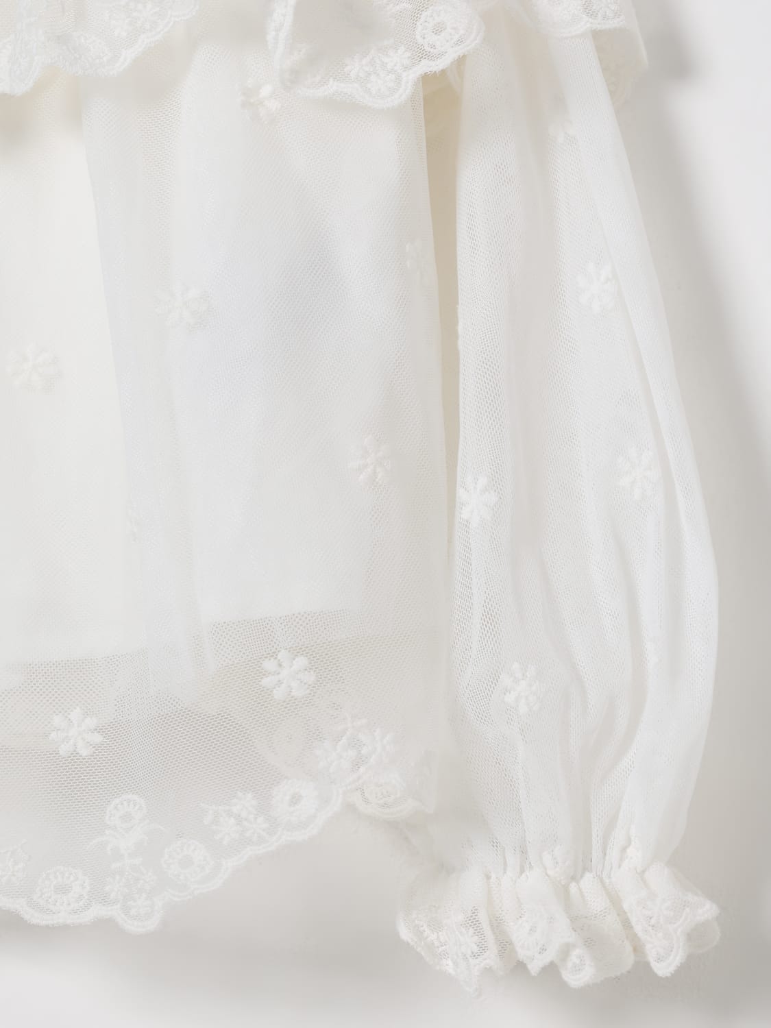 CHLOÉ TOP: Blusa in tulle ricamato Chloé, Bianco - Img 3