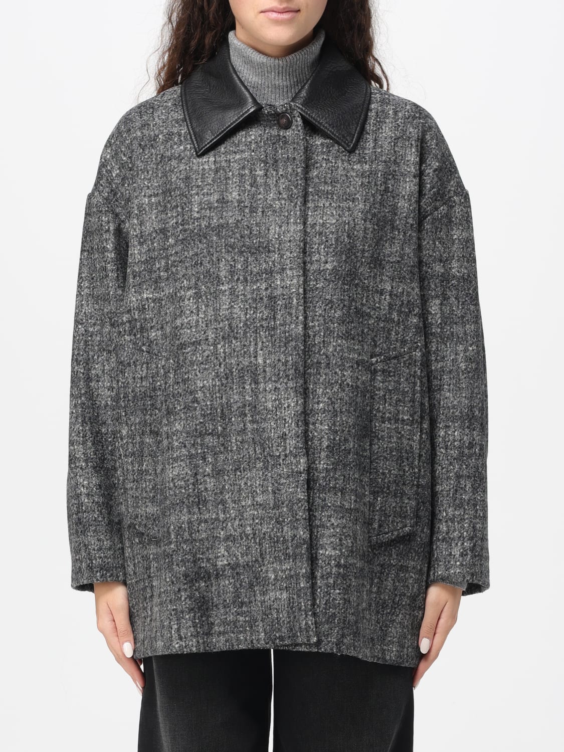 ALYSI JACKET: Coat woman Alysi, Grey - Img 1