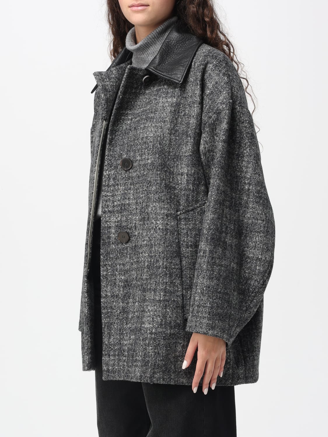 ALYSI JACKET: Coat woman Alysi, Grey - Img 3