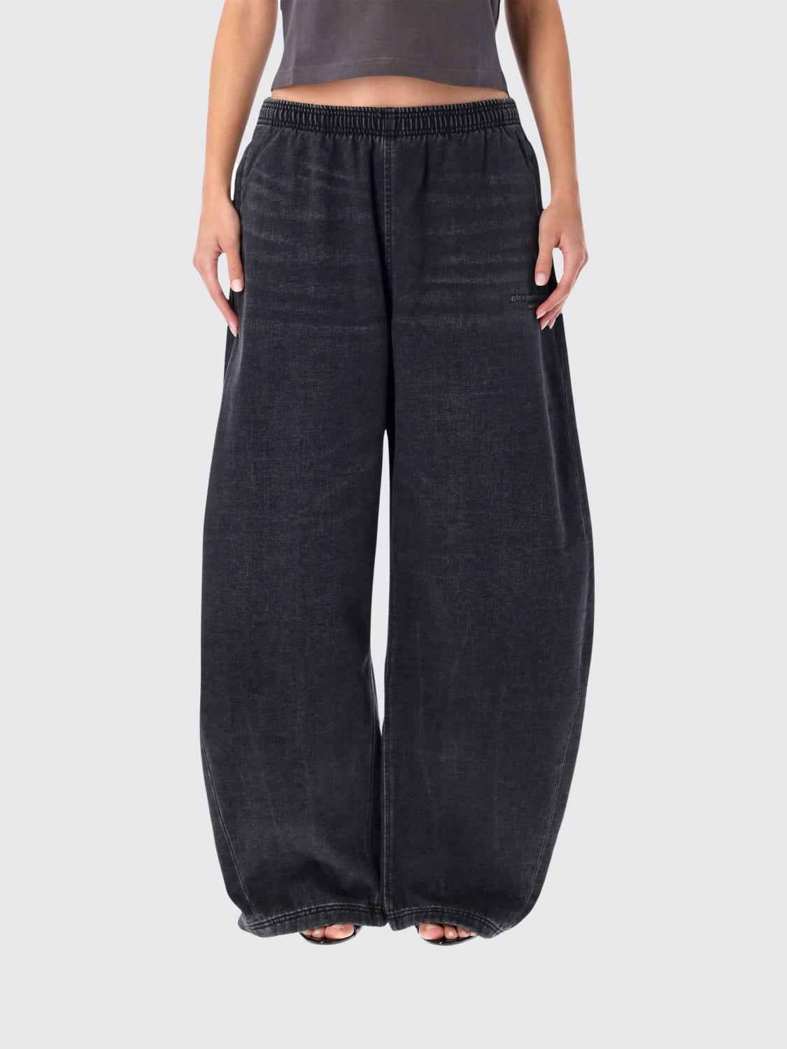 ALEXANDER WANG PANTALONI: Pantalone wide-leg Alexander Wang in cotone , Nero - Img 1