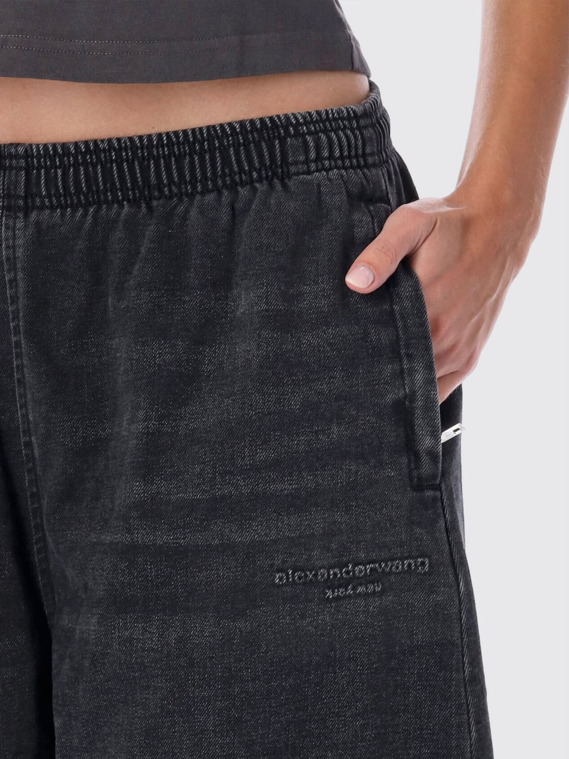 ALEXANDER WANG PANTALONI: Pantalone wide-leg Alexander Wang in cotone , Nero - Img 3
