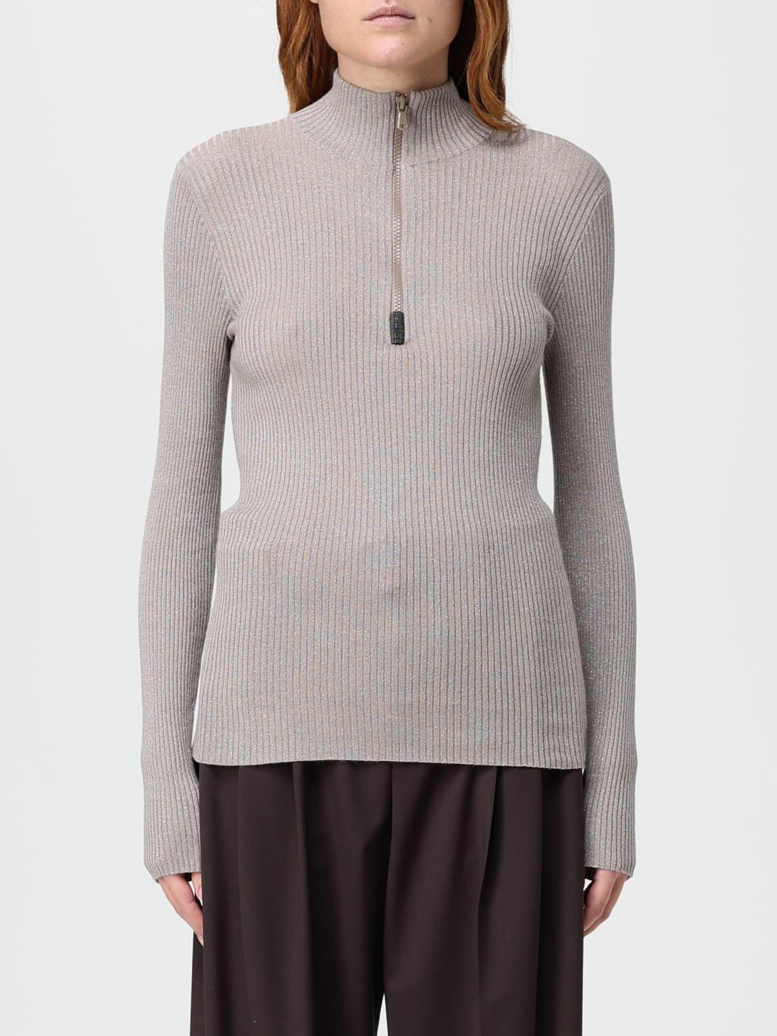 BRUNELLO CUCINELLI PULL: Pull femme Brunello Cucinelli, Gris - Img 1