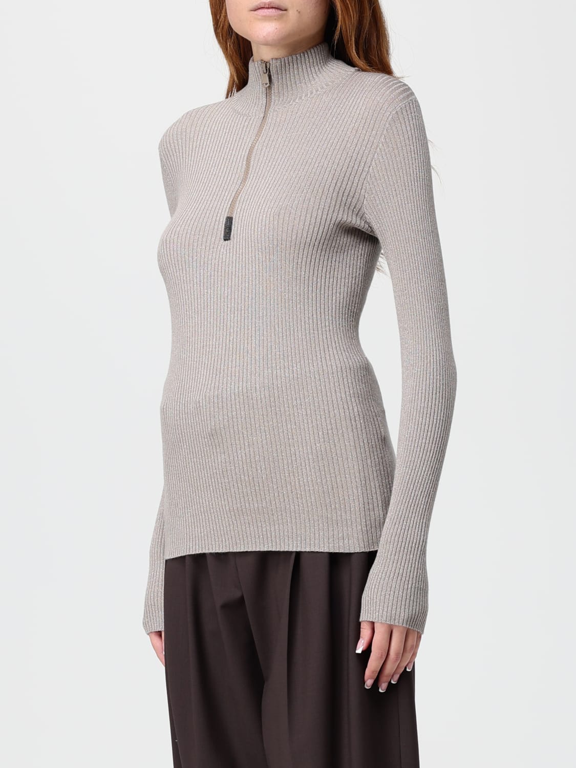BRUNELLO CUCINELLI PULL: Pull femme Brunello Cucinelli, Gris - Img 4