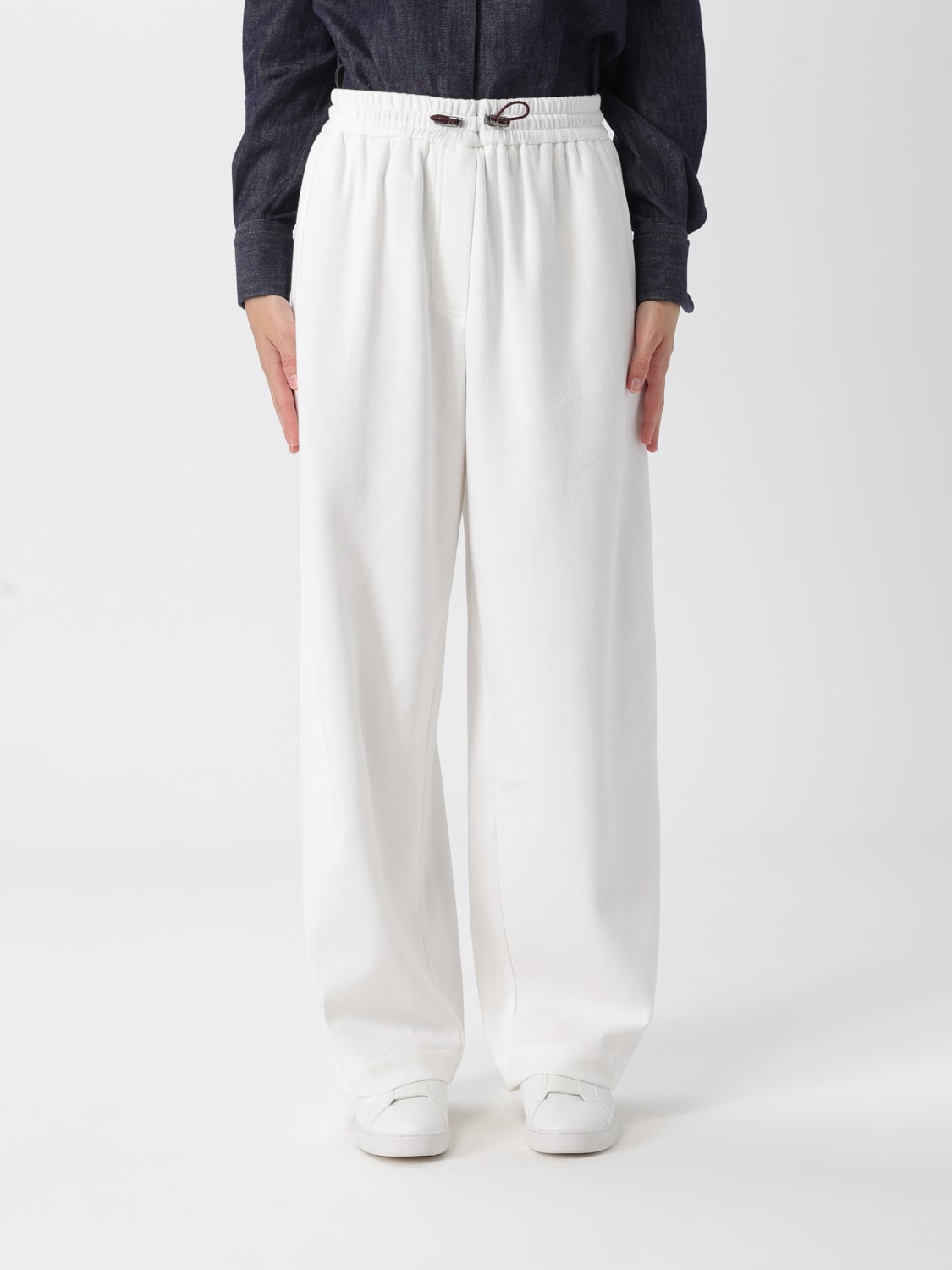 BRUNELLO CUCINELLI PANTALONI: Pantalone Brunello Cucinelli in cotone , Bianco - Img 1