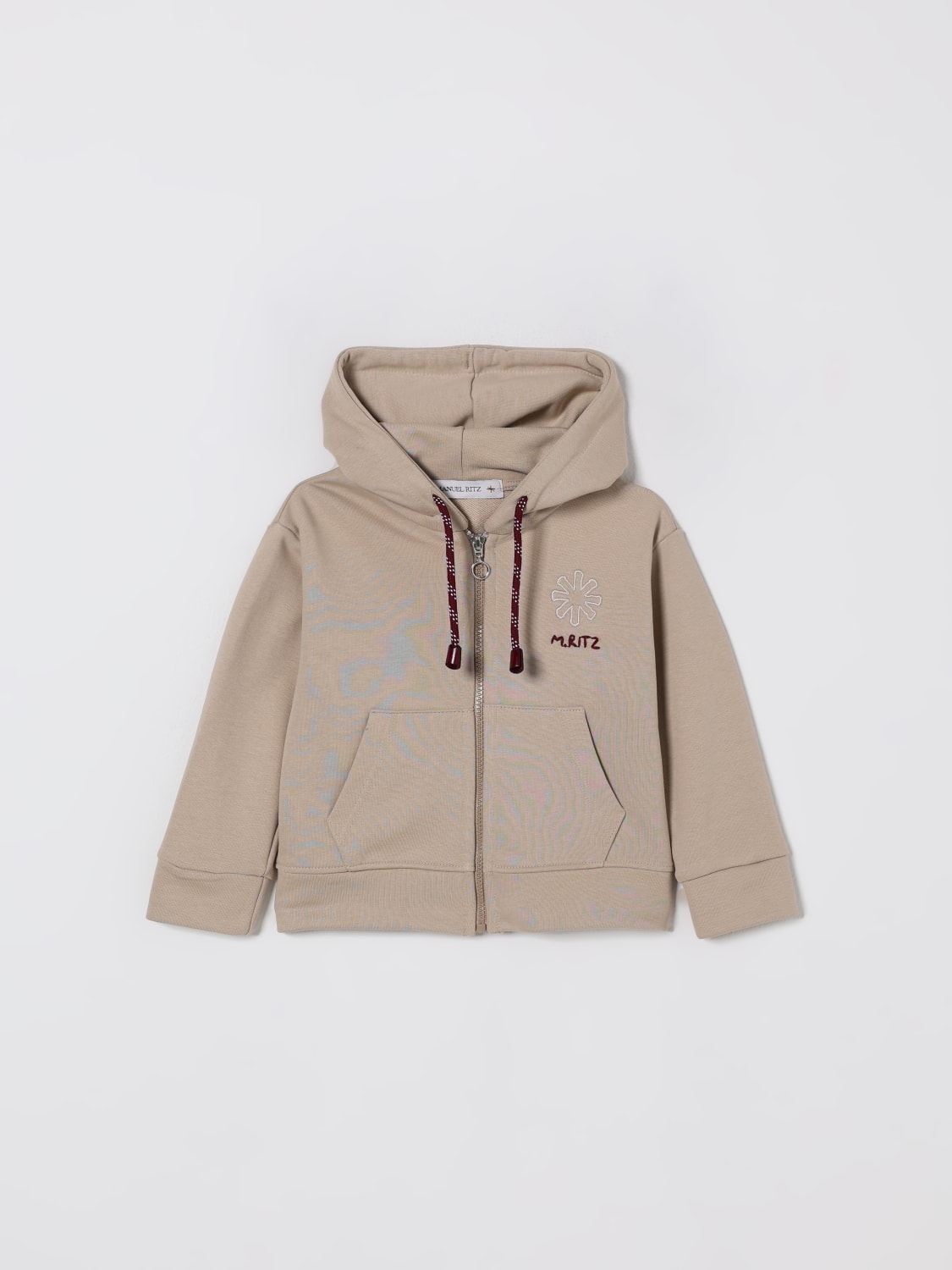 MANUEL RITZ MAGLIA: Felpa con cappuccio Manuel Ritz con logo, Cammello - Img 1
