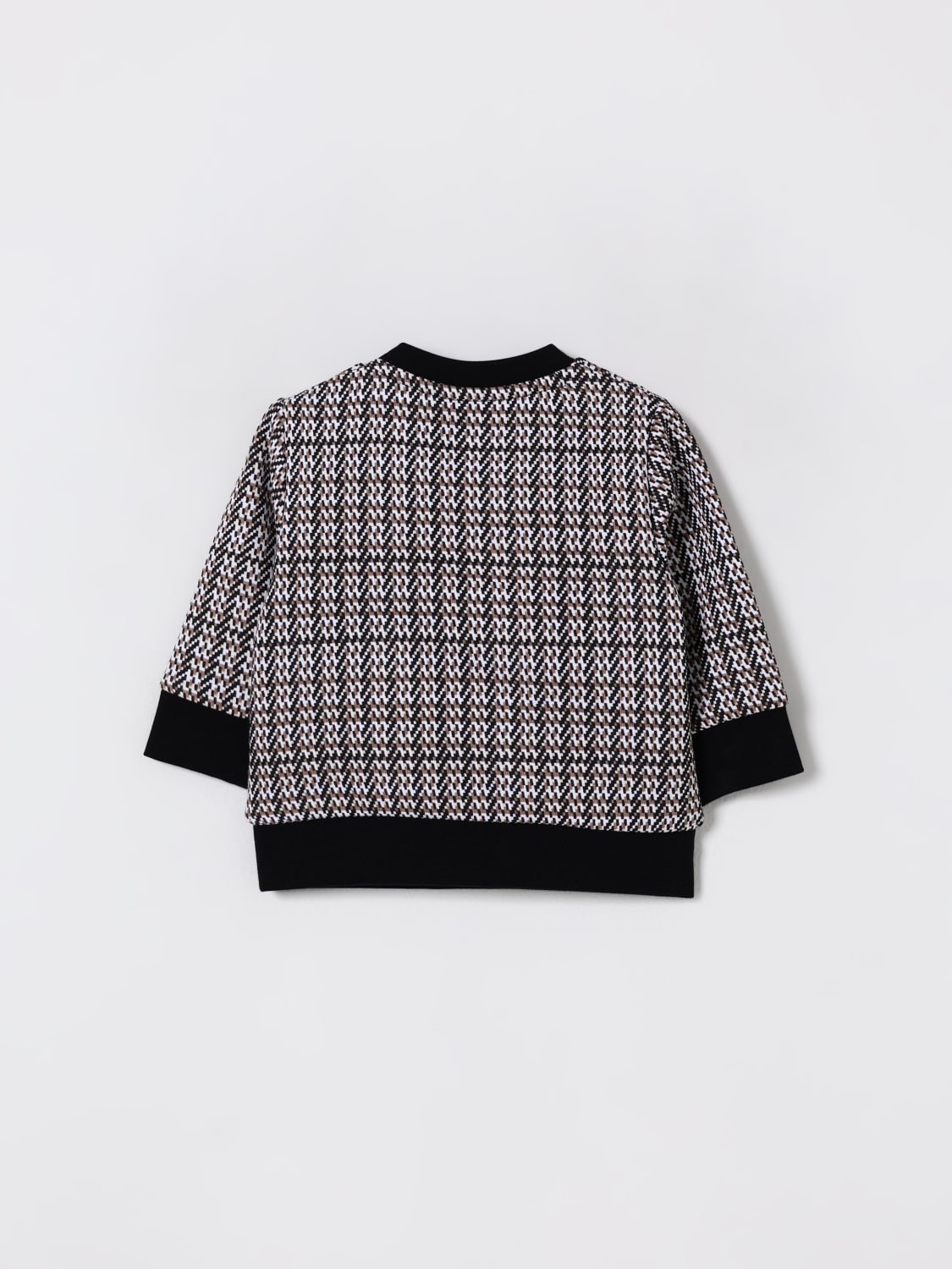 BOSS MAGLIA: Felpa a girocollo in cotone tartan con logo Boss, Nero - Img 2