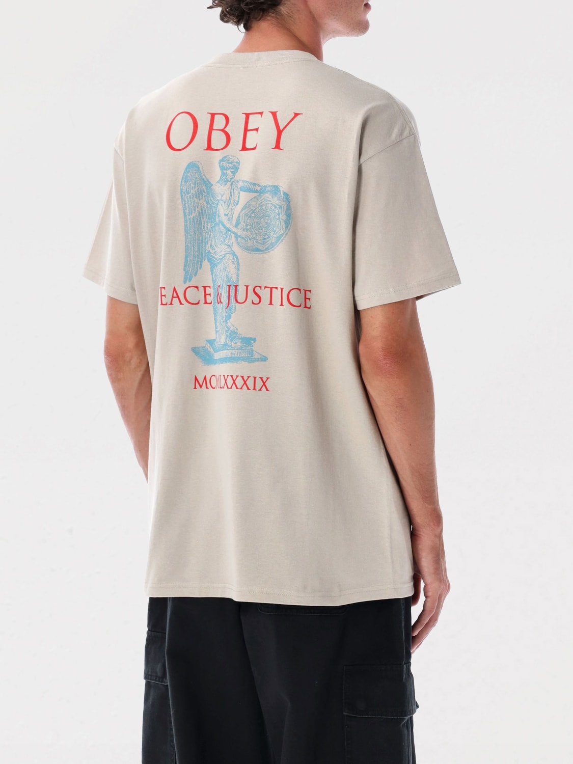OBEY T-SHIRT: T-shirt Obey in cotone con stampa logo , Argento - Img 2