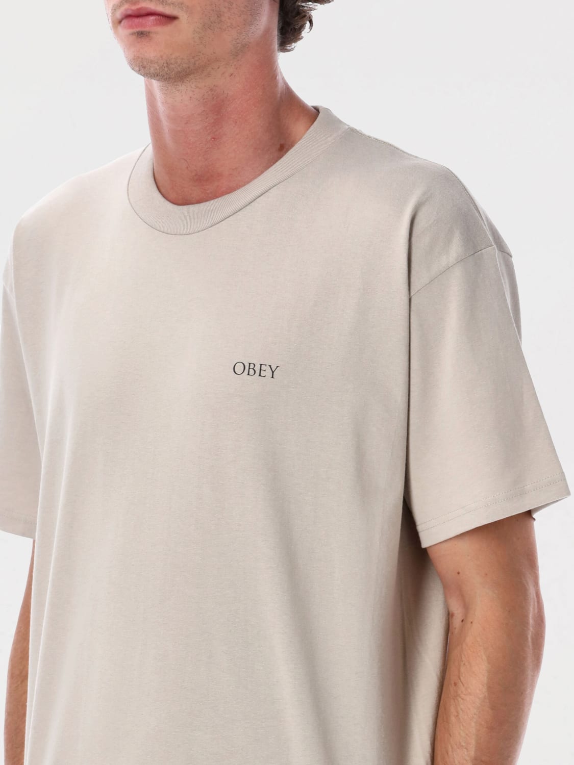 OBEY T-SHIRT: T-shirt Obey in cotone con stampa logo , Argento - Img 3