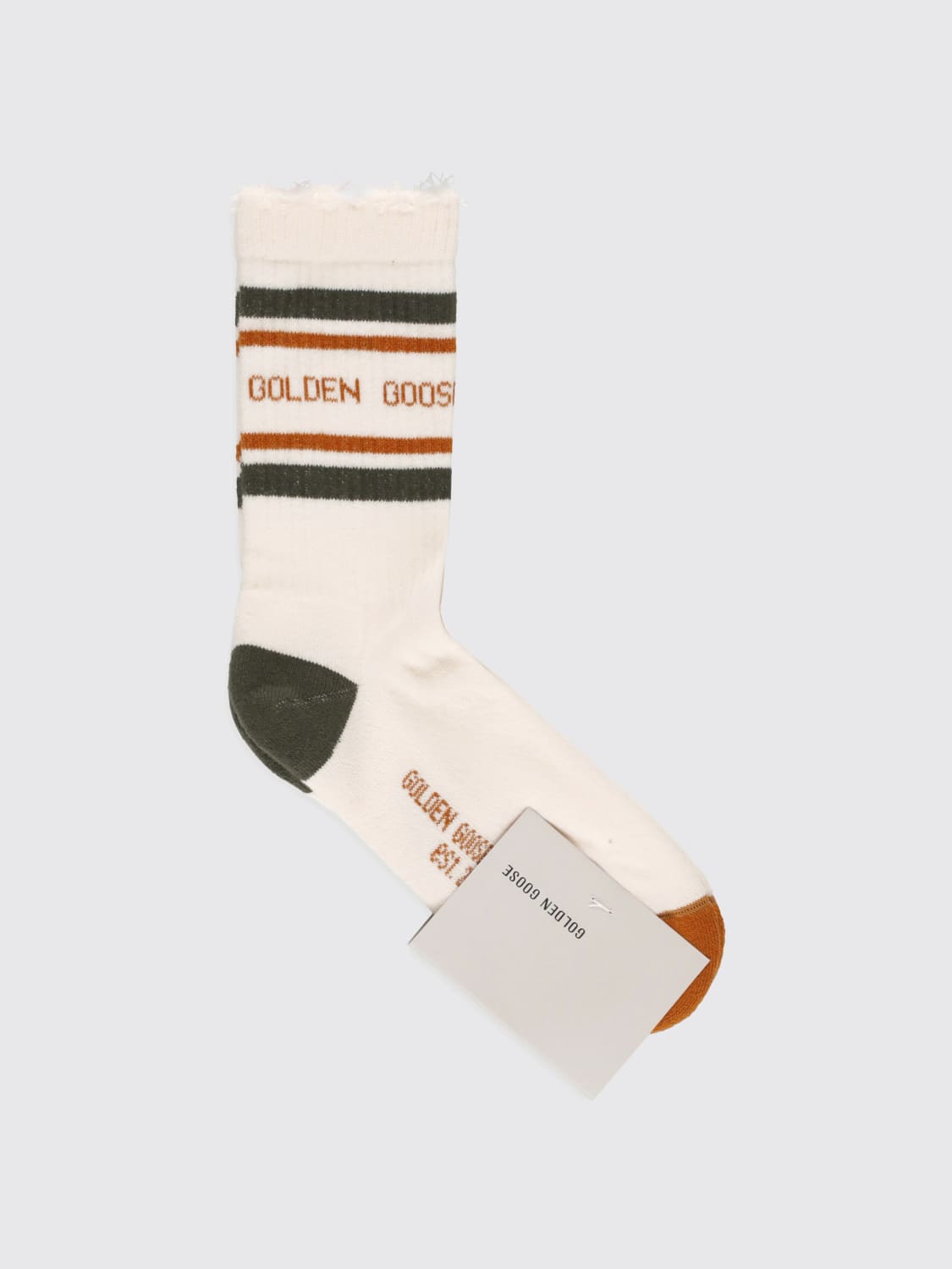 GOLDEN GOOSE CALZE: Calze in misto cotone con logo Golden Goose, Avorio - Img 1