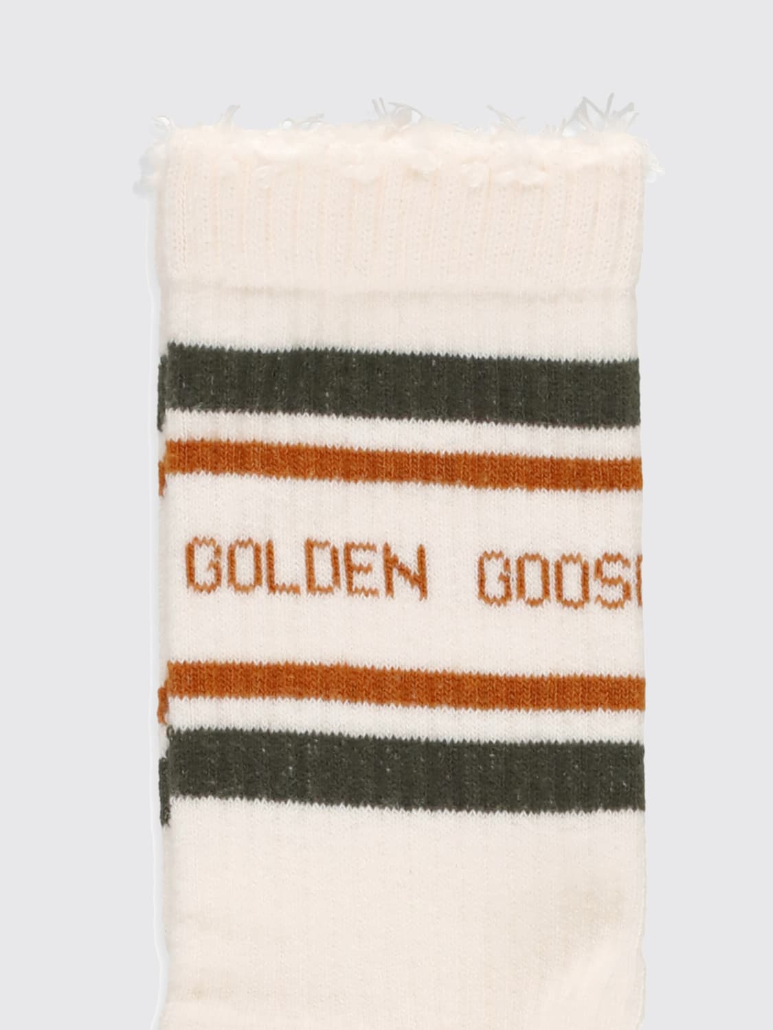 GOLDEN GOOSE CALZE: Calze in misto cotone con logo Golden Goose, Avorio - Img 2