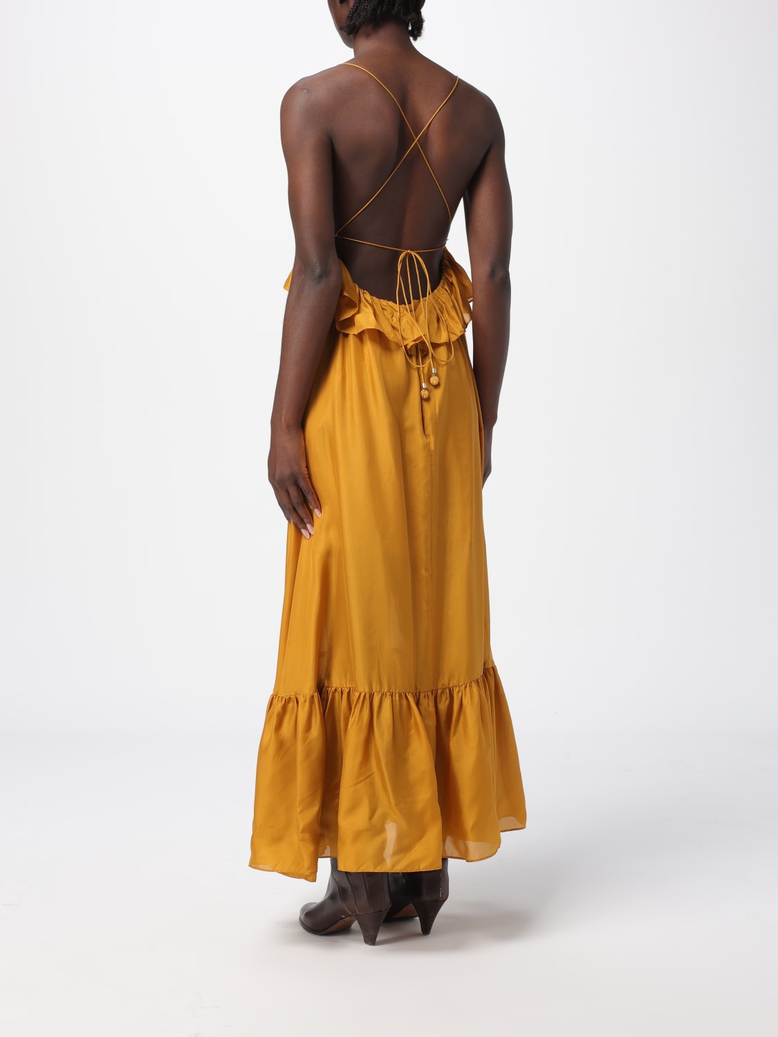 ZIMMERMANN ABITO: Abito Zimmermann in seta con rouches , Oro - Img 2