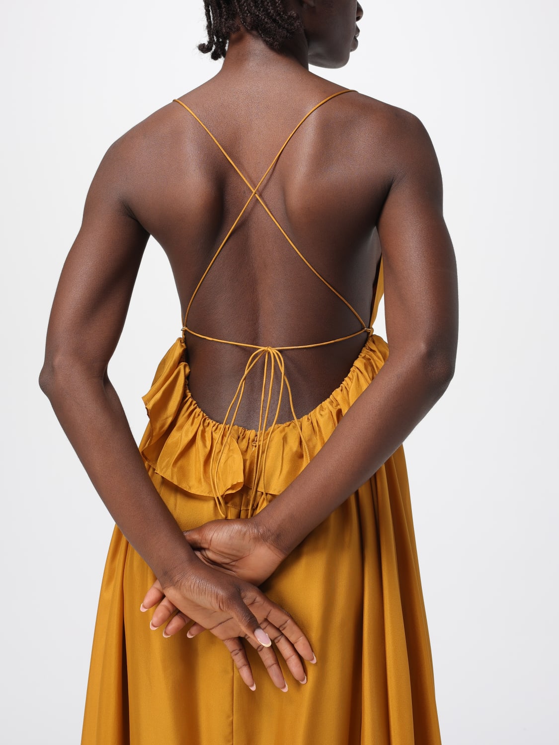 ZIMMERMANN ABITO: Abito Zimmermann in seta con rouches , Oro - Img 3