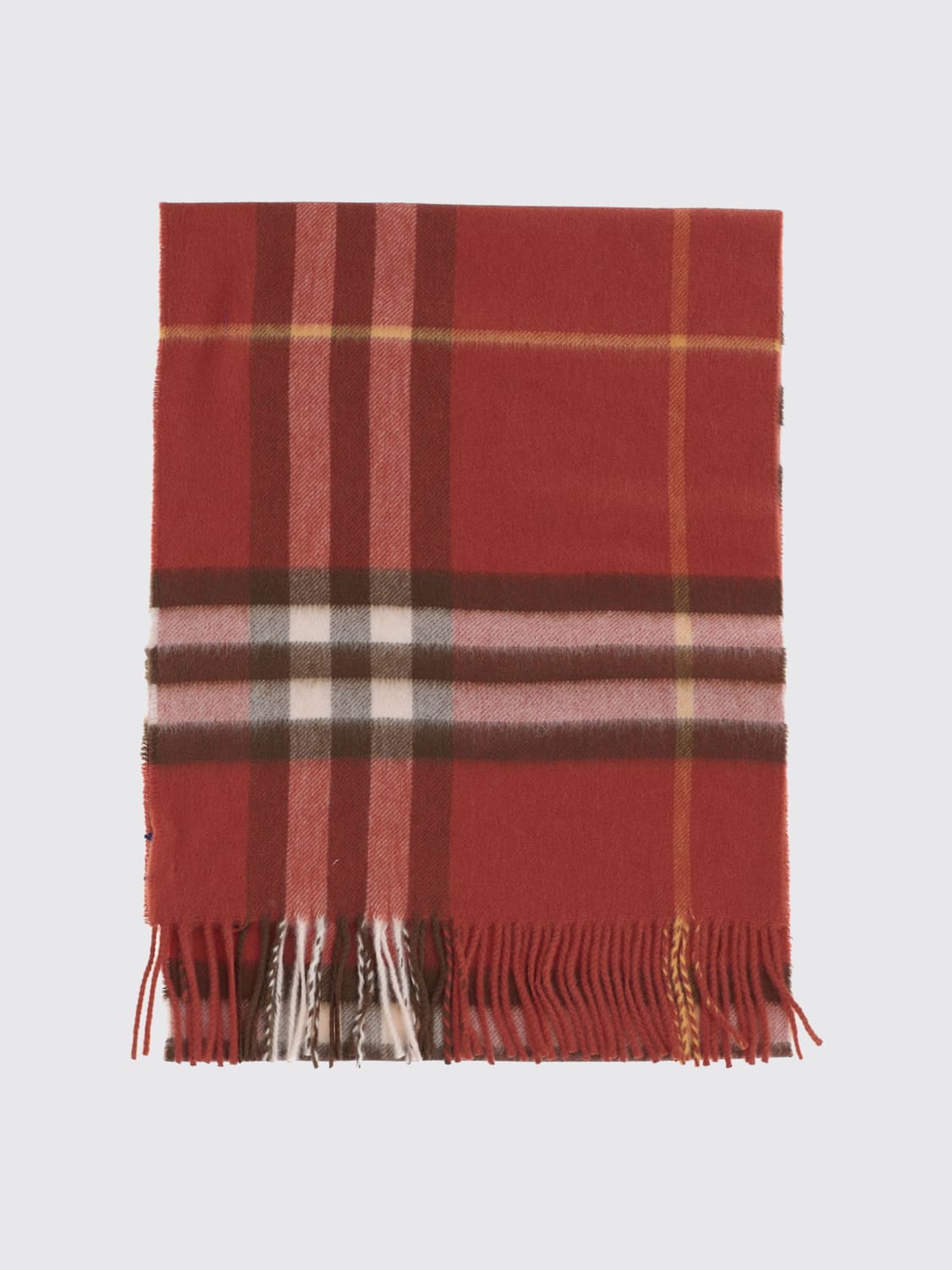BURBERRY SCIARPA: Sciarpa in cashmere check Burberry, Rosso - Img 1