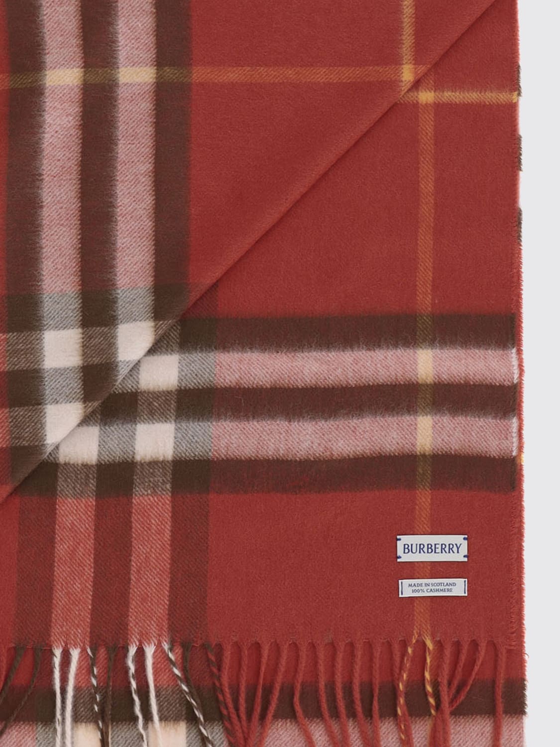 BURBERRY SCIARPA: Sciarpa in cashmere check Burberry, Rosso - Img 2