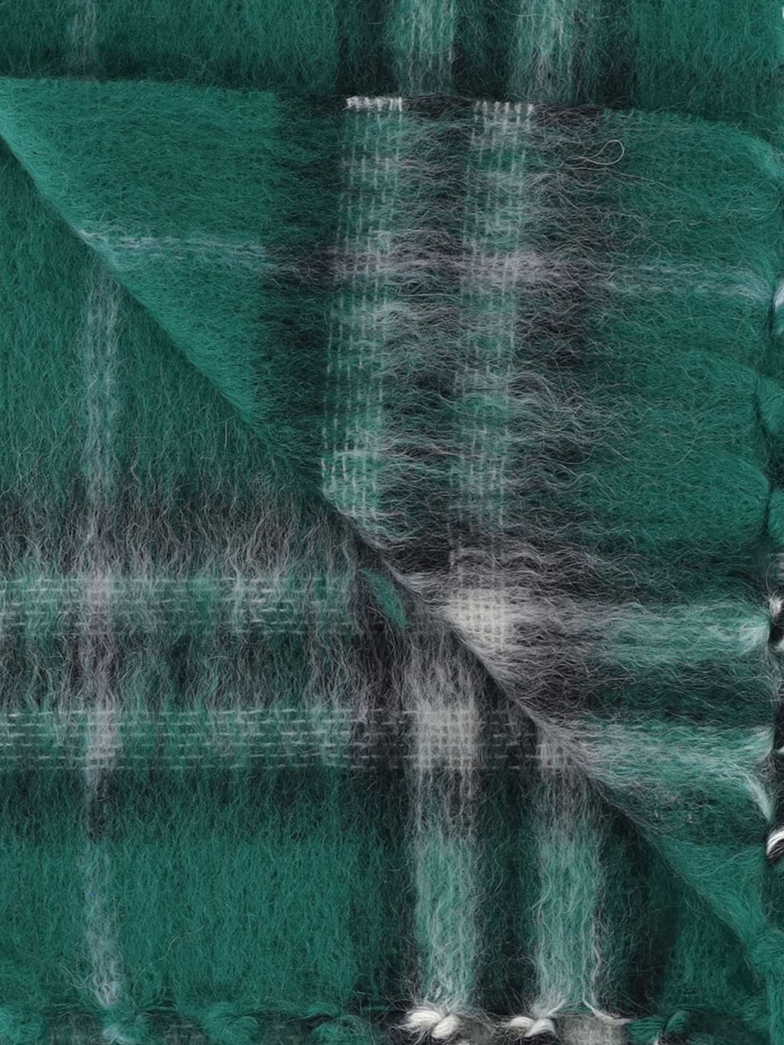 BURBERRY SCIARPA: Sciarpa in lana mohair check Burberry, Verde - Img 2