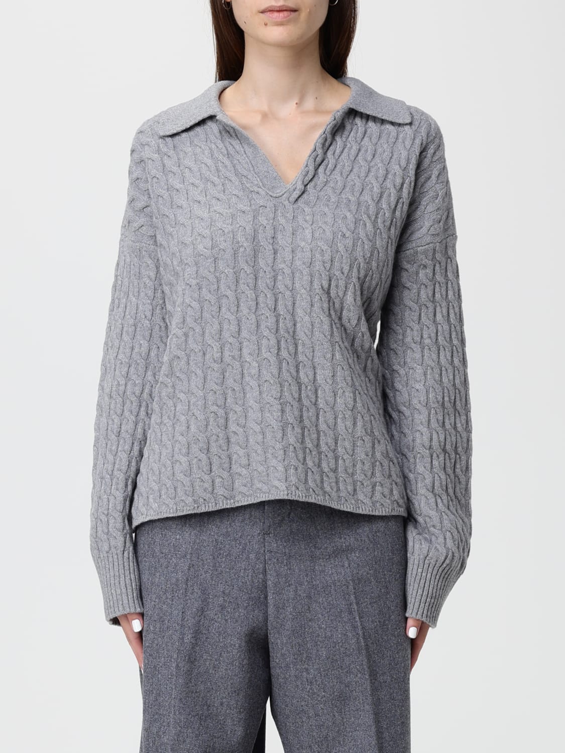 AMI PARIS POLO: Polo in maglia di lana e cashmere Ami Paris, Grigio - Img 1