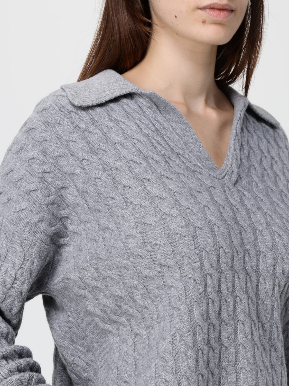 AMI PARIS POLO: Polo in maglia di lana e cashmere Ami Paris, Grigio - Img 4