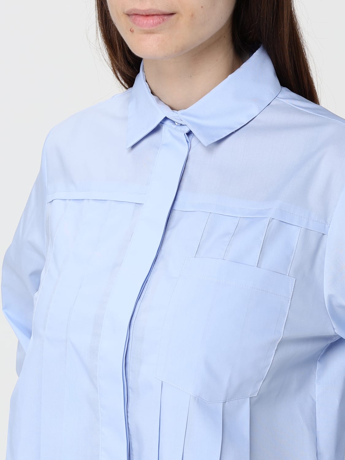 SEMICOUTURE CAMICIA: Camicia plissettata Semicouture in cotone , Azzurro - Img 3