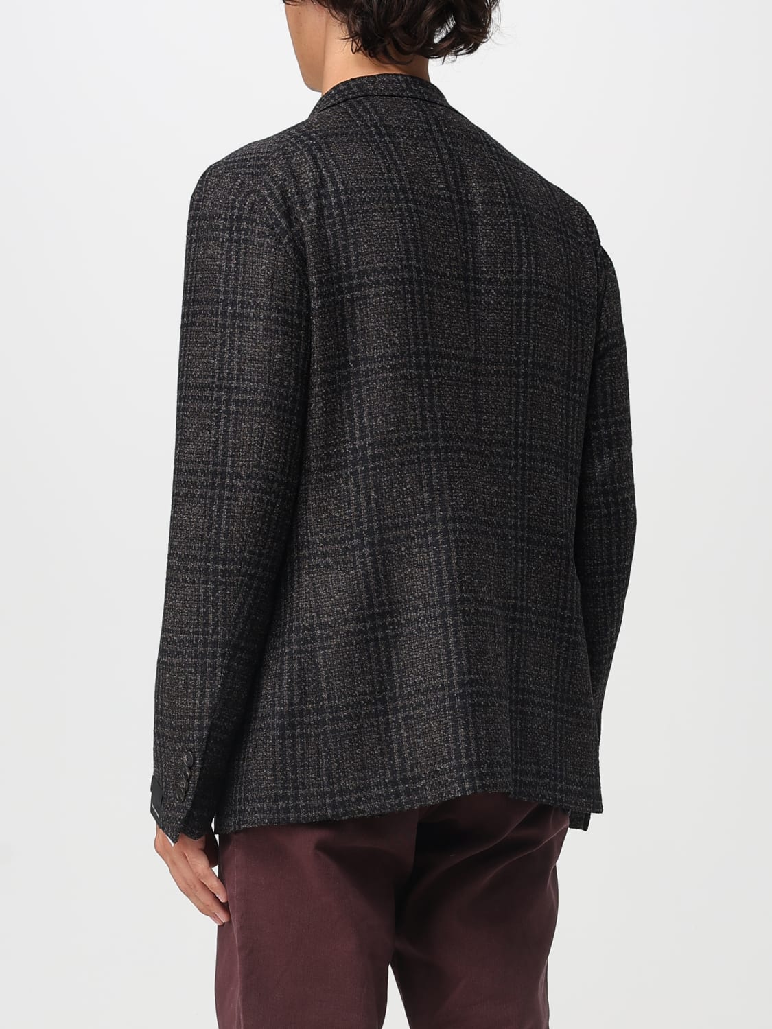 TAGLIATORE GIACCA: Blazer monopetto Tagliatore in misto lana check , Grigio - Img 2