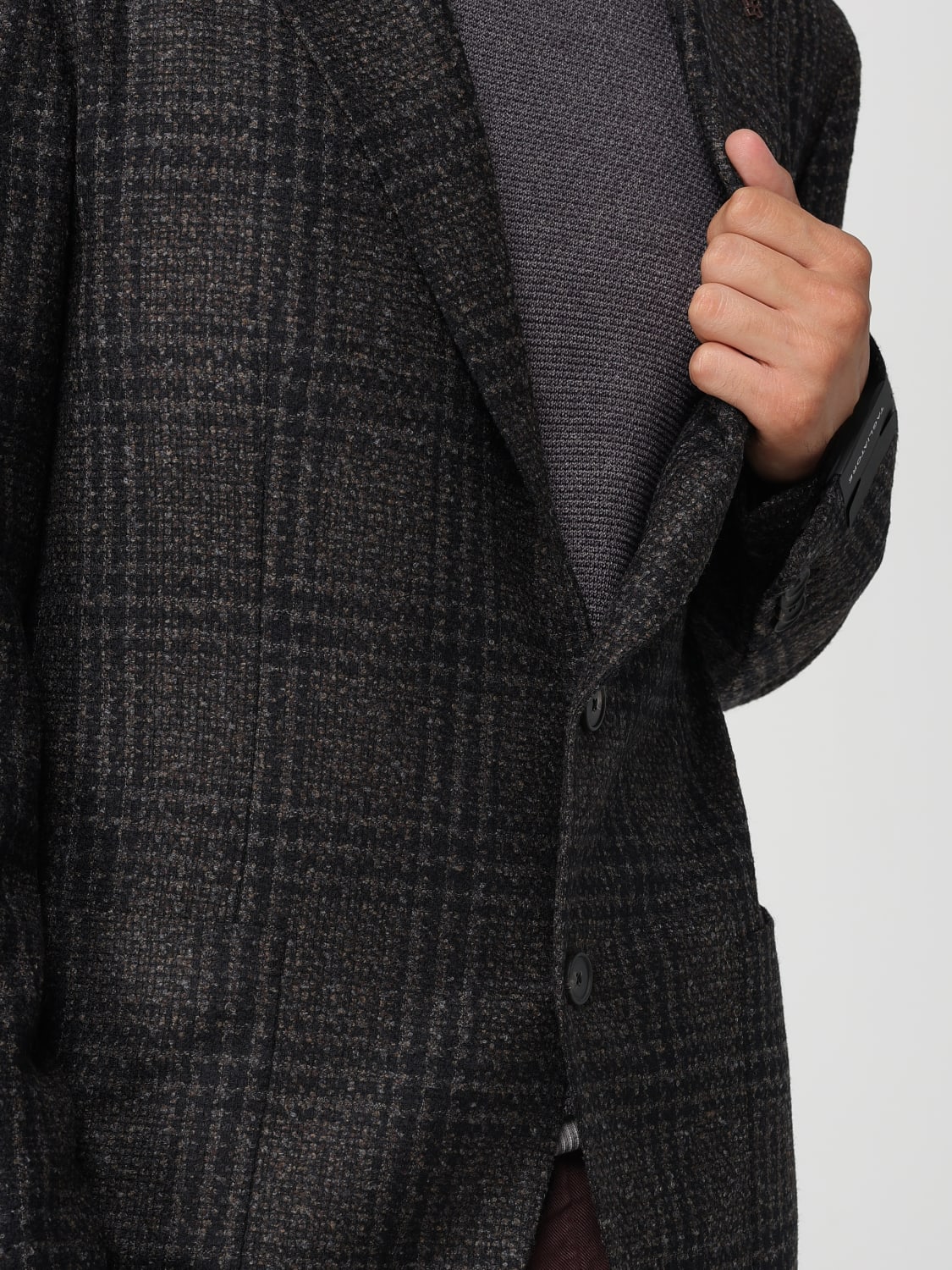 TAGLIATORE GIACCA: Blazer monopetto Tagliatore in misto lana check , Grigio - Img 4