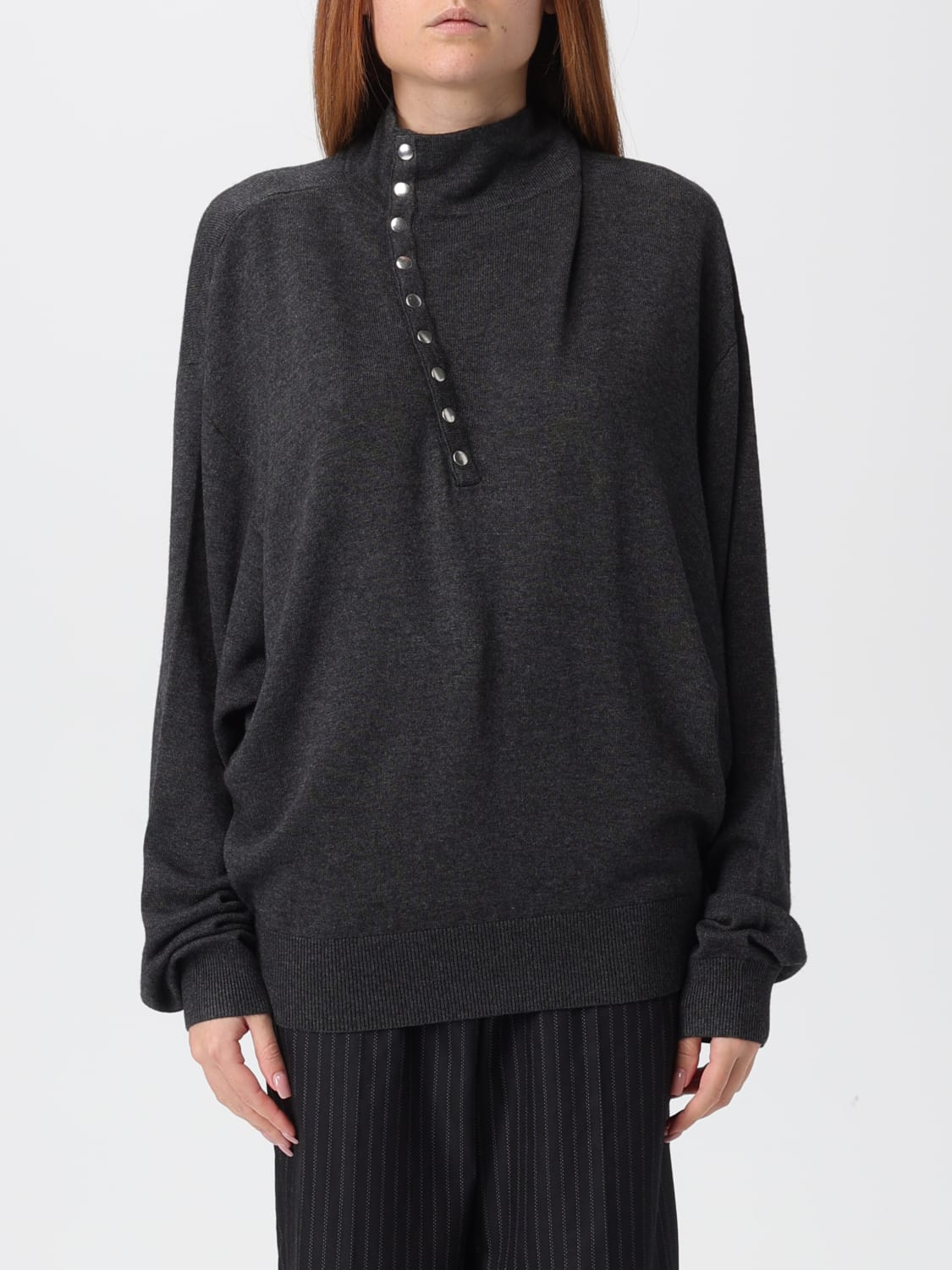 ISABEL MARANT MAGLIA: Maglia a lupetto in misto lana Isabel Marant, Grigio - Img 1