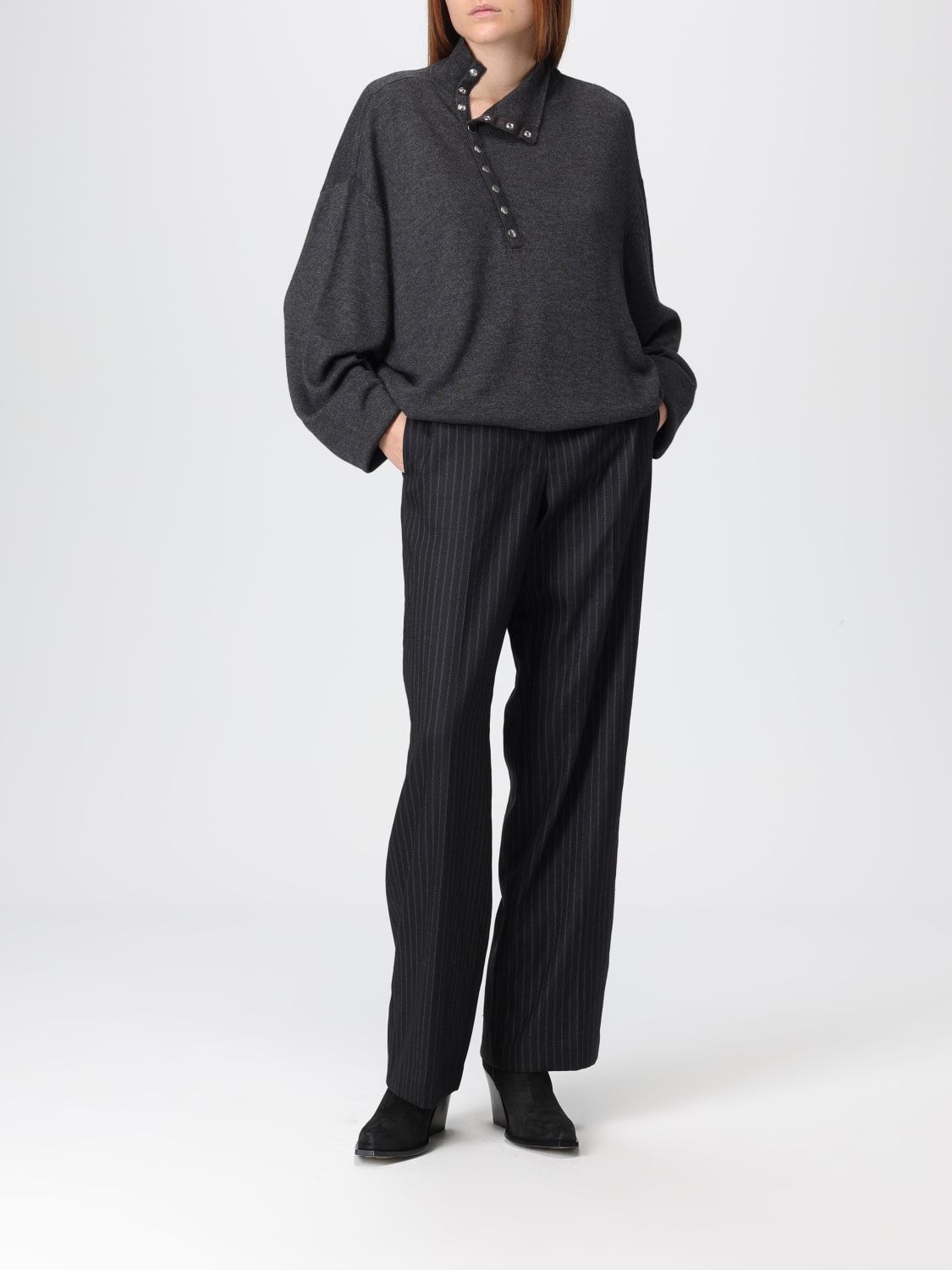 ISABEL MARANT MAGLIA: Maglia a lupetto in misto lana Isabel Marant, Grigio - Img 2