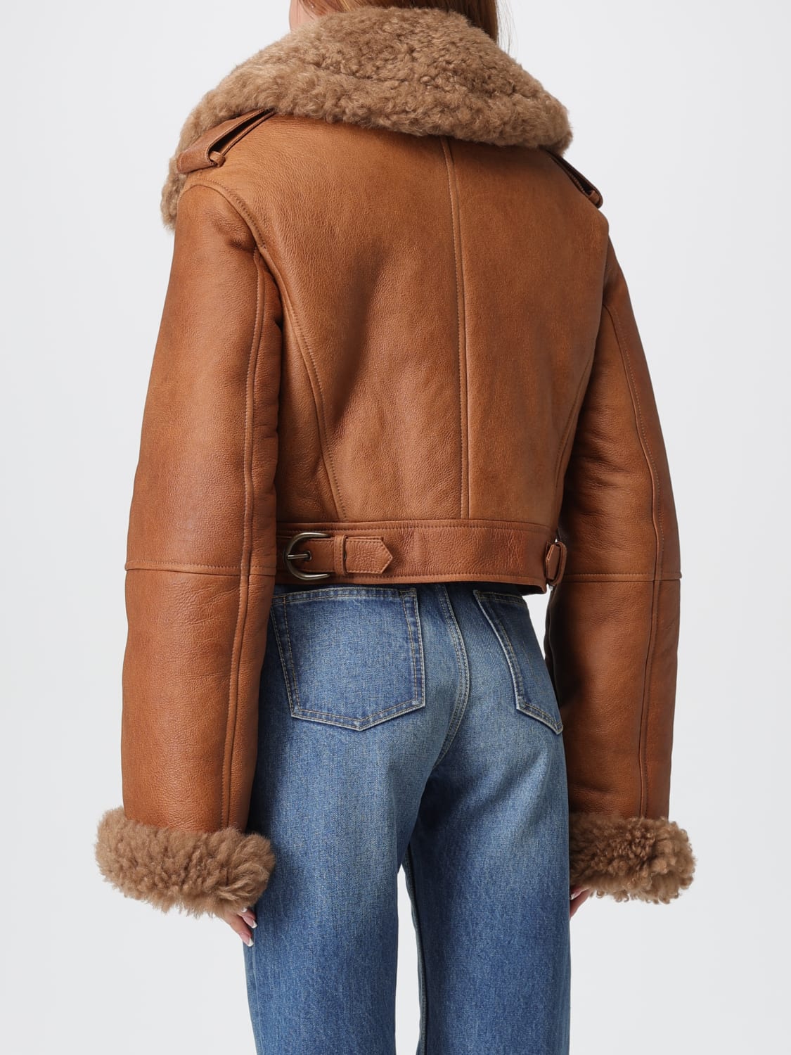 CHLOÉ PELLICCIA: Montone in pelle di agnello e pelliccia Chloè, Marrone - Img 3