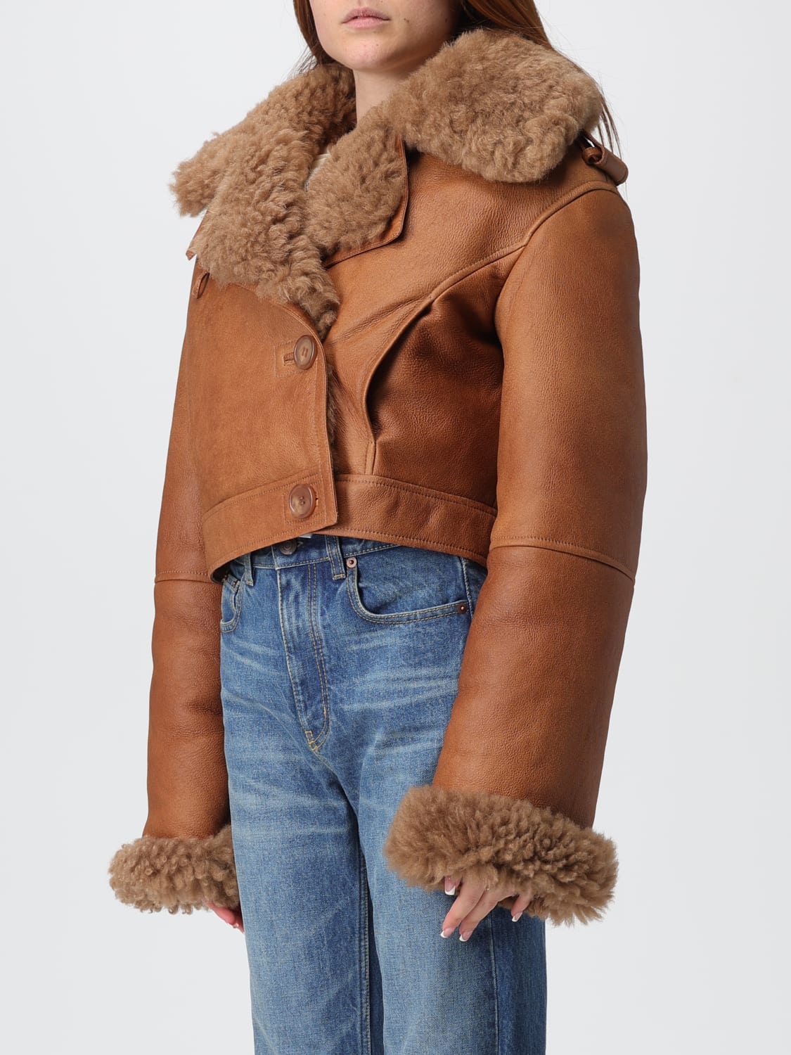 CHLOÉ PELLICCIA: Montone in pelle di agnello e pelliccia Chloè, Marrone - Img 4