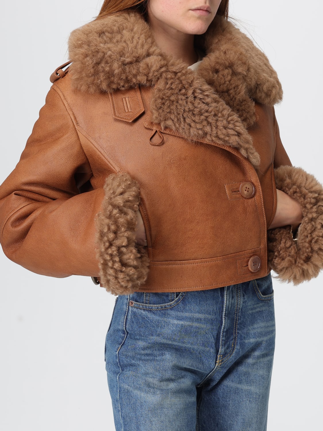 CHLOÉ PELLICCIA: Montone in pelle di agnello e pelliccia Chloè, Marrone - Img 5