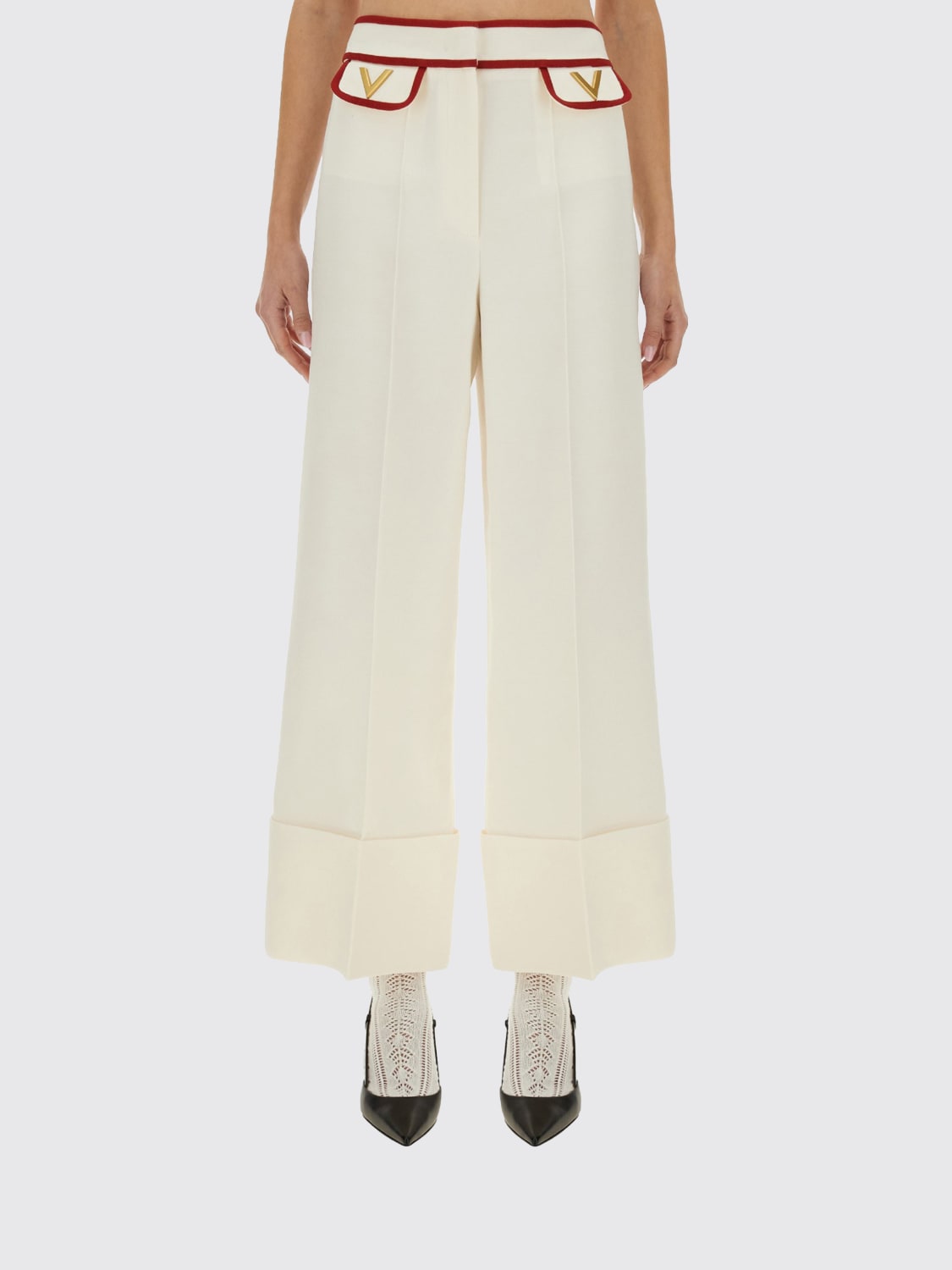 VALENTINO PANTS: Pants woman Valentino, Ivory - Img 1