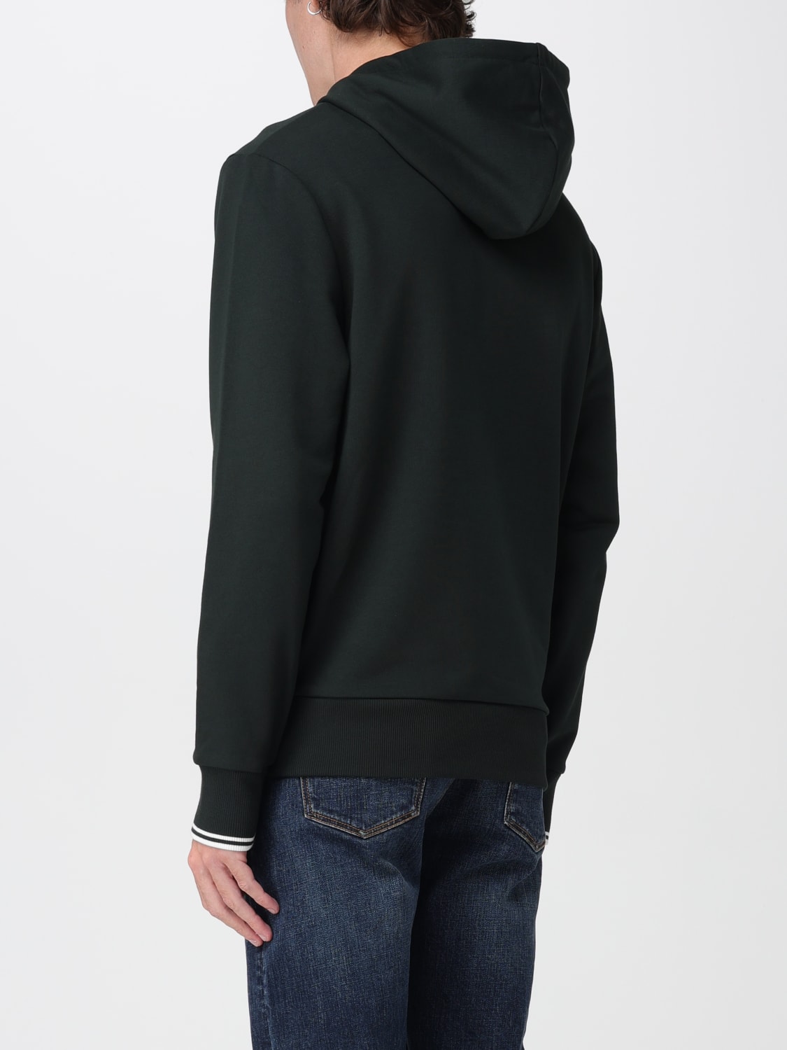 FRED PERRY FELPA: Felpa con cappuccio Fred Perry in cotone, Verde - Img 2