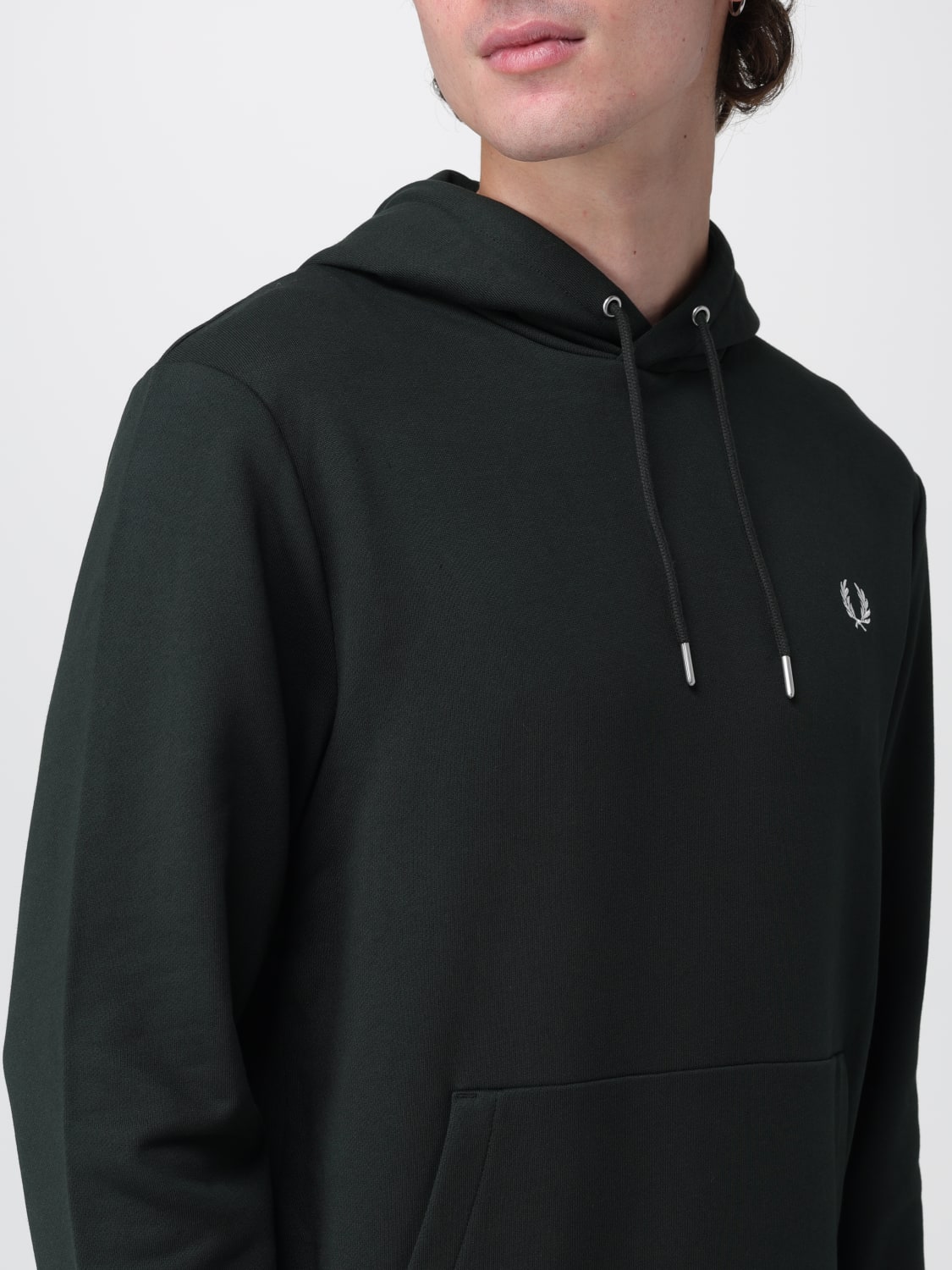 FRED PERRY FELPA: Felpa con cappuccio Fred Perry in cotone, Verde - Img 3
