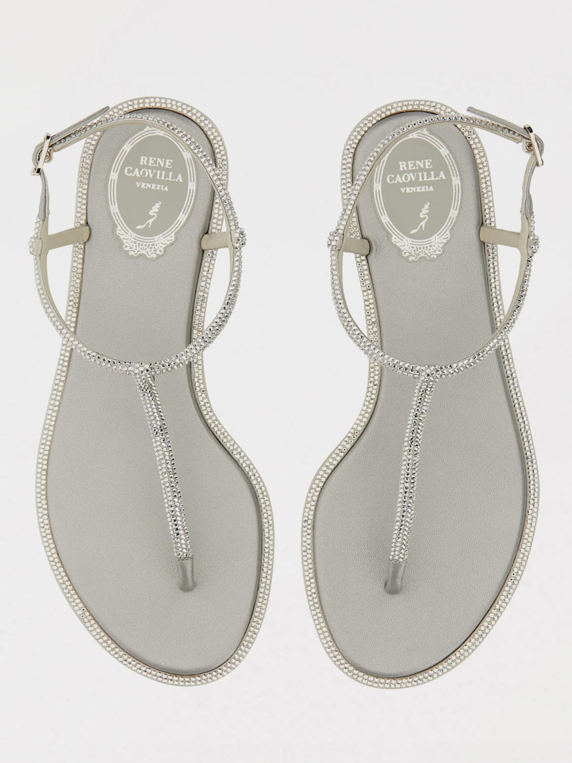 RENE CAOVILLA FLAT SANDAL: Flat shoes woman Rene Caovilla, Silver - Img 4