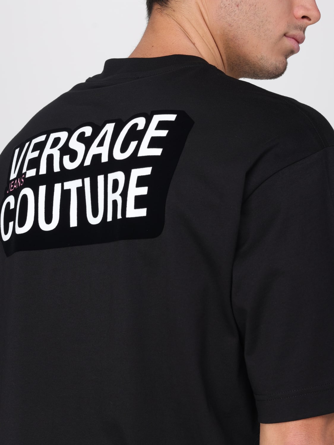 VERSACE JEANS COUTURE T-SHIRT: T-shirt in cotone con logo Versace Jeans Couture, Nero - Img 3