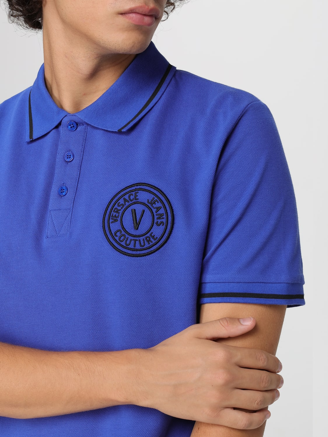 VERSACE JEANS COUTURE POLO SHIRT: Polo shirt men Versace Jeans Couture, Blue - Img 3