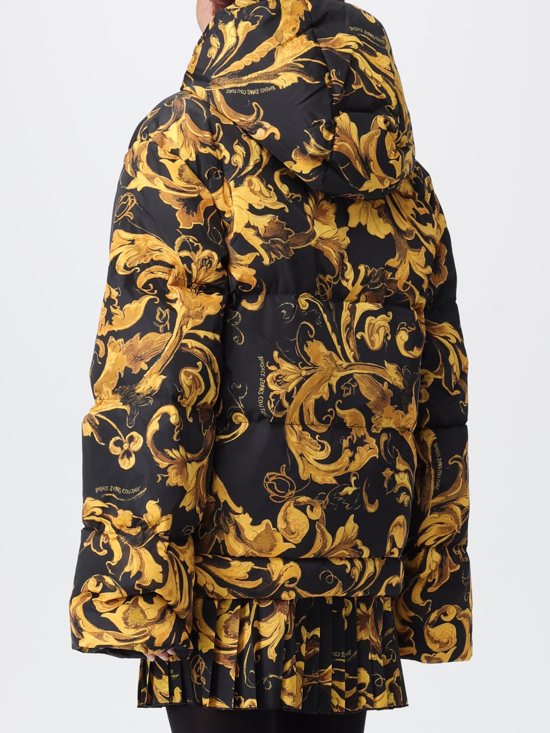 VERSACE JEANS COUTURE GIACCA: Piumino Versace Jeans Couture in nylon stampato, Nero - Img 3