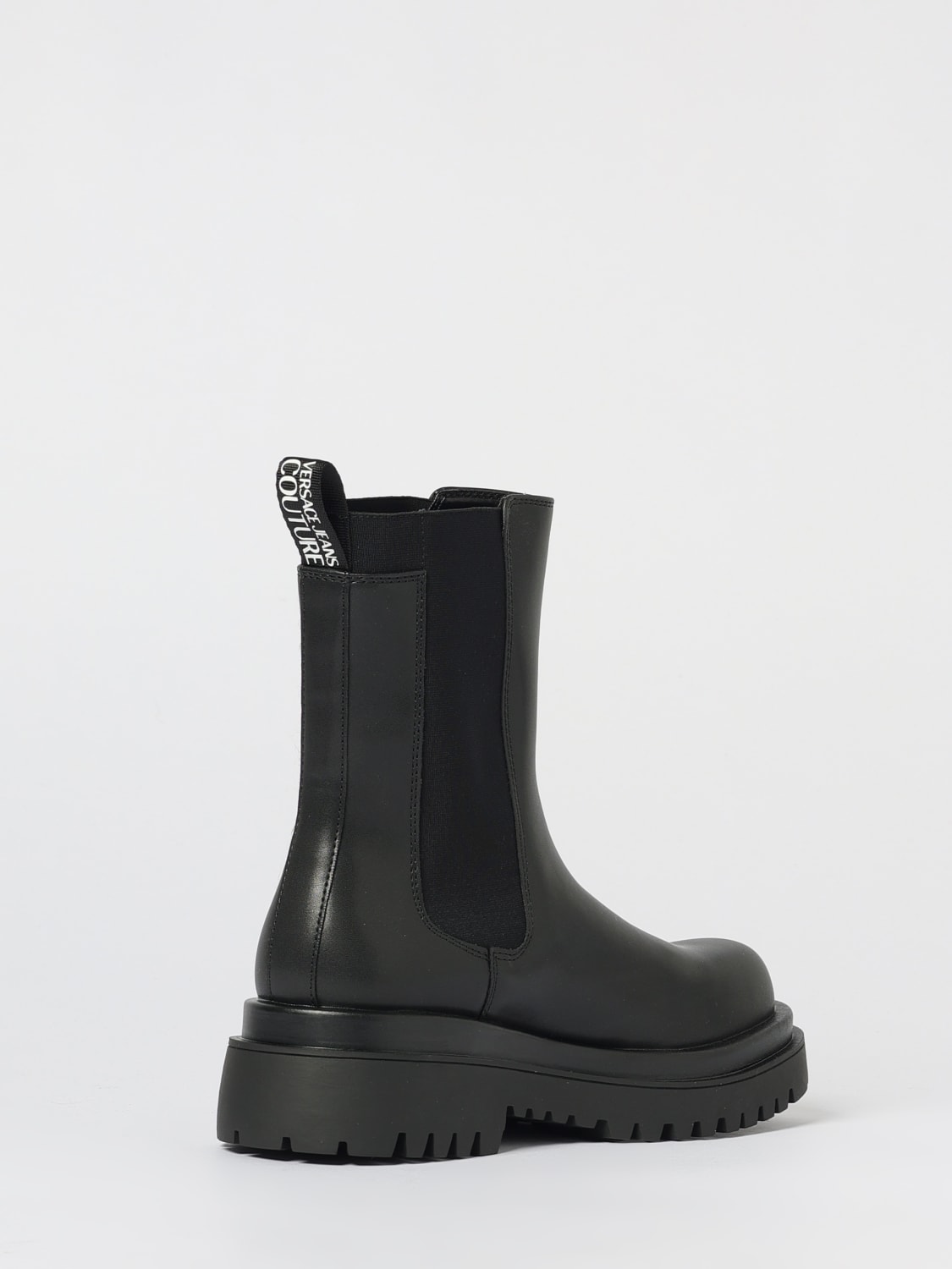 VERSACE JEANS COUTURE BOOTS: Flat ankle boots woman Versace Jeans Couture, Black - Img 3