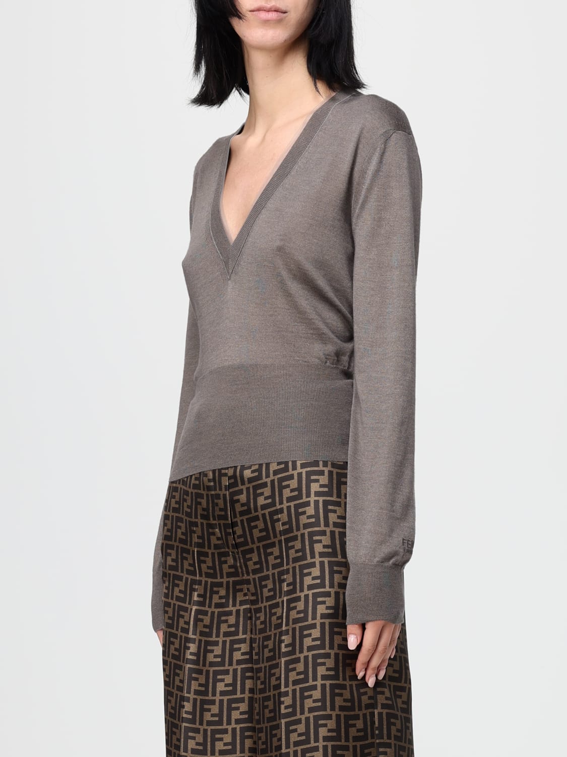 FENDI SWEATER: Top woman Fendi, Grey - Img 4