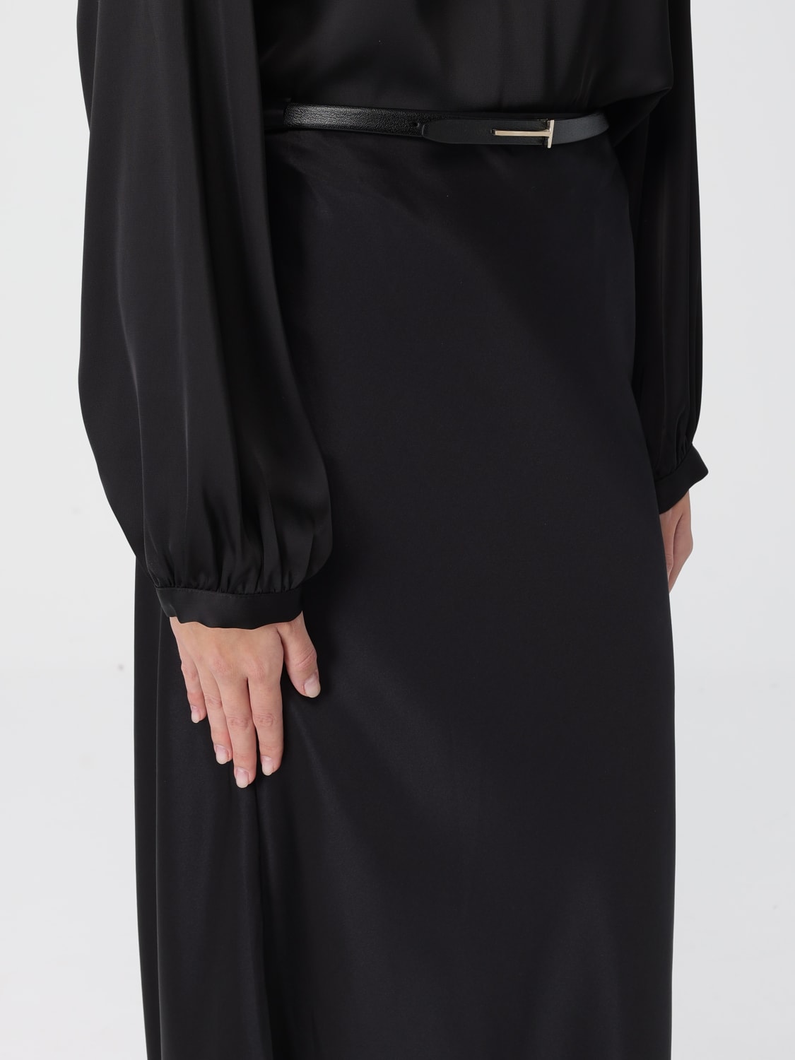 TOM FORD GONNA: Gonna Tom Ford in seta con cinta , Nero - Img 5