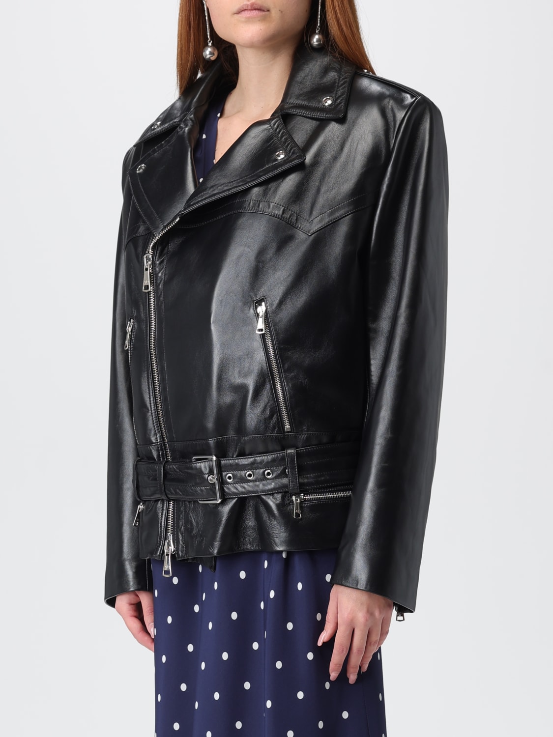 ALESSANDRA RICH GIACCA: Giacca biker di pelle Alessandra Rich, Nero - Img 4