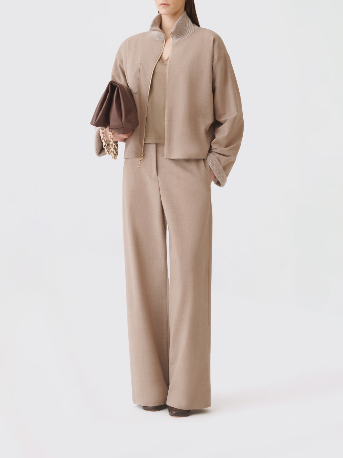 FABIANA FILIPPI PANTALONI: Pantalone in fresco di lana Fabiana Filippi, Naturale - Img 2