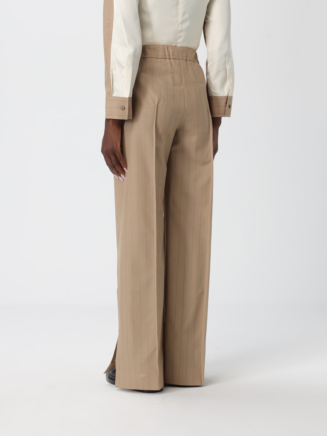 JIL SANDER PANTALONI: Pantalone palazzo Jil Sander in lana e Mohair a righe , Marrone - Img 3