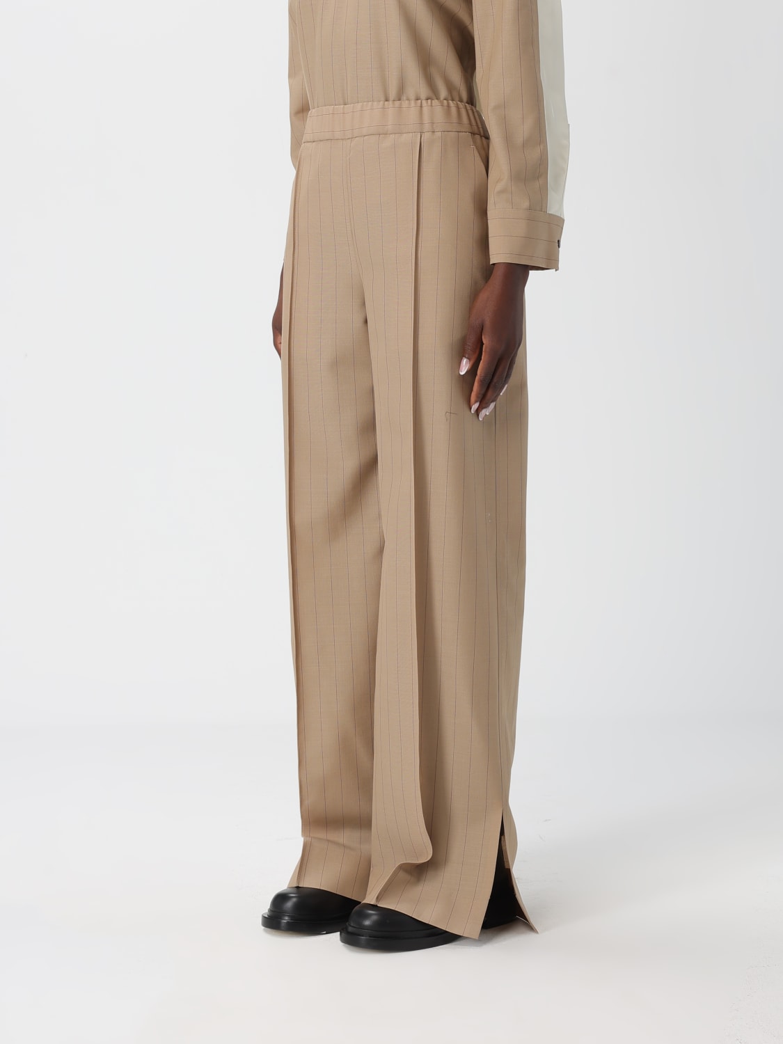 JIL SANDER PANTALONI: Pantalone palazzo Jil Sander in lana e Mohair a righe , Marrone - Img 4